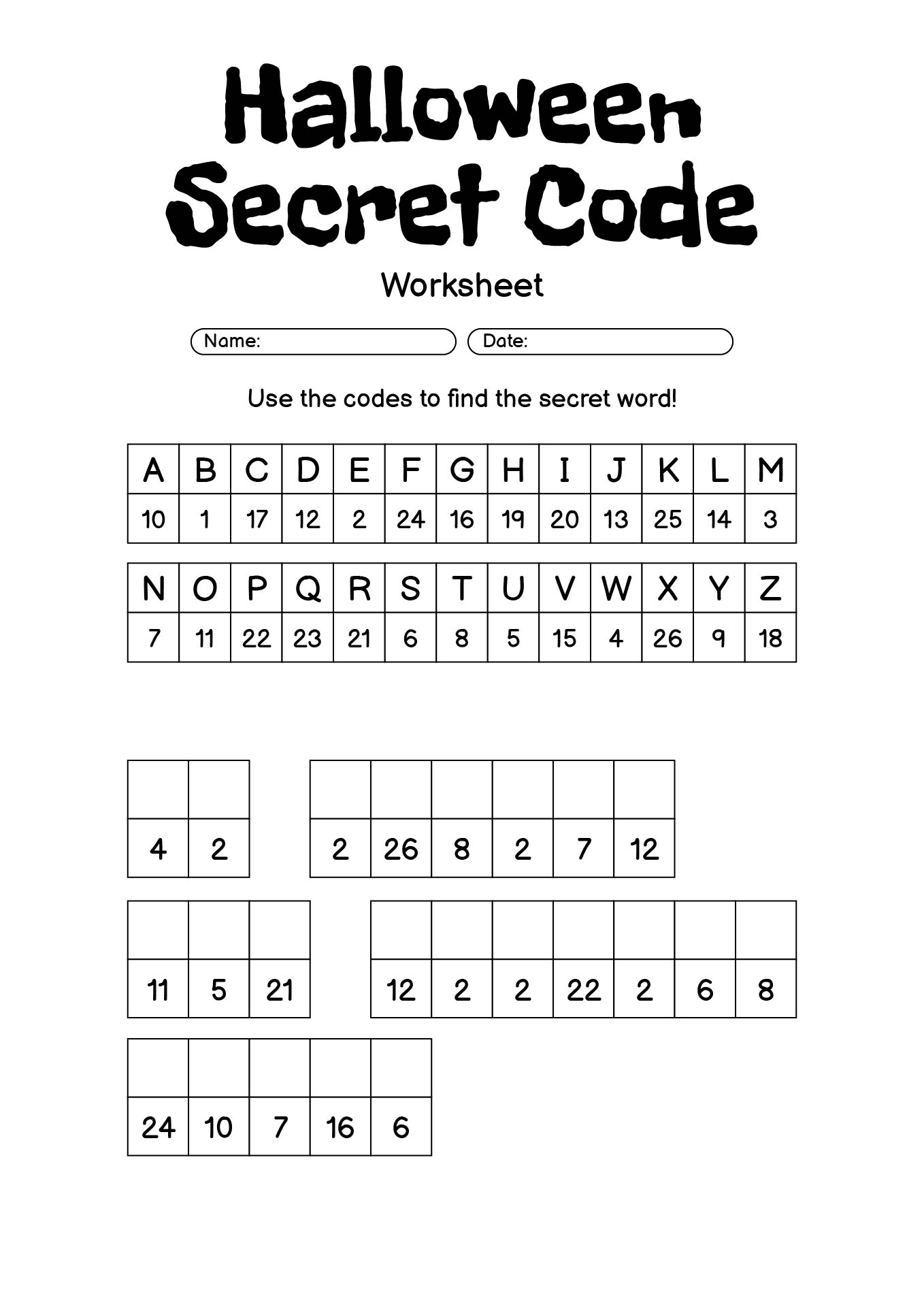 Halloween Witch Code Breaker Letters