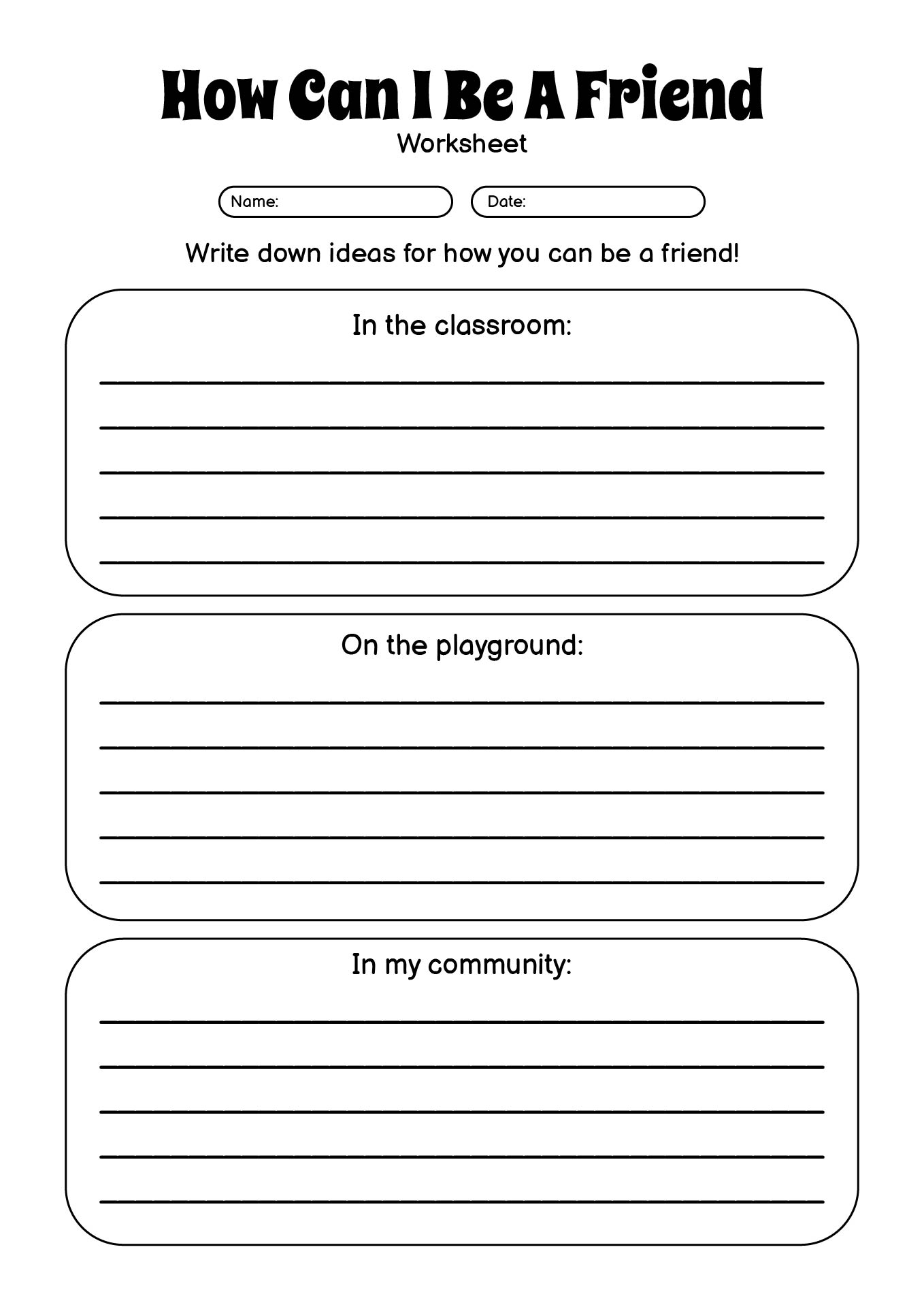 How Can I Be A Friend Worksheet