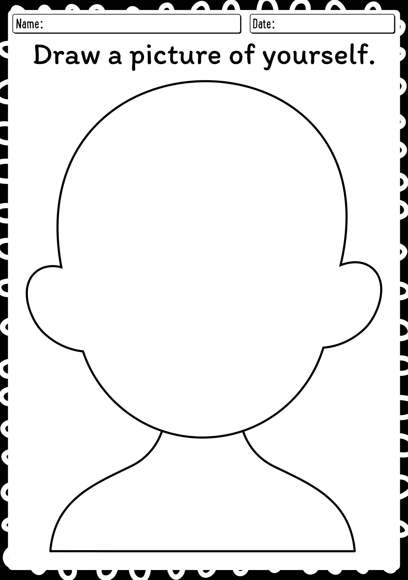 Kindergarten Self Portrait Drawing Sheet