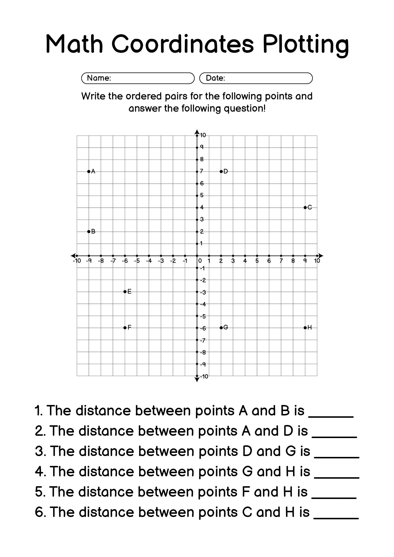 Math Coordinates Plotting Worksheets