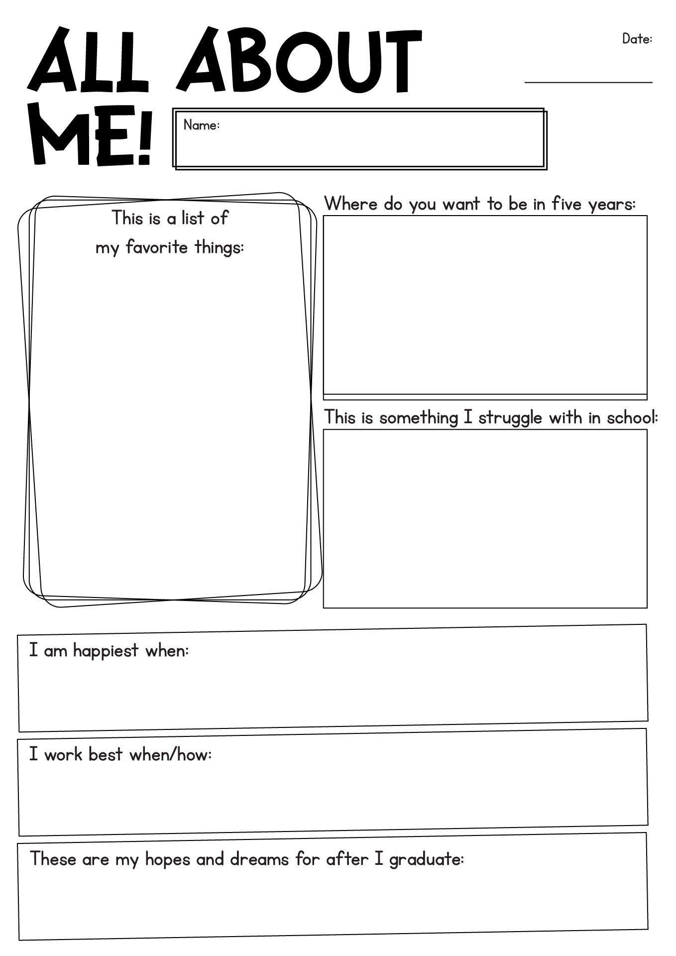 Middle School Introduction Activity Sheet