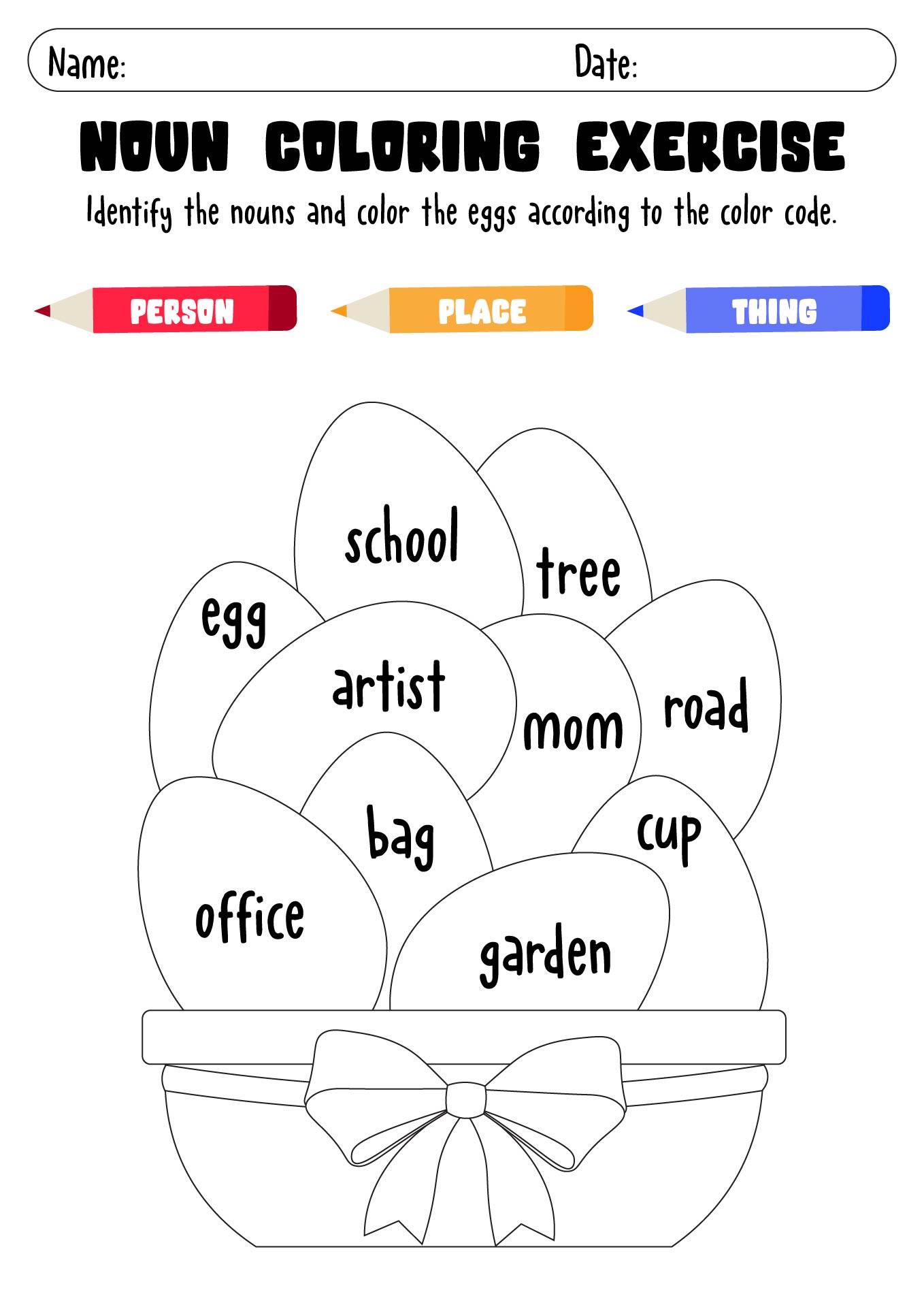 Noun-Based Coloring Pages for Grade Two