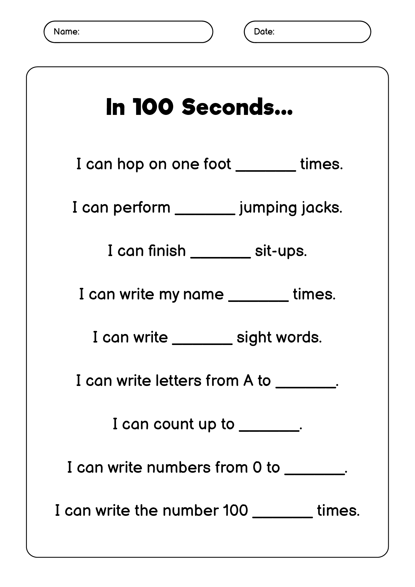 Physical Education Worksheets Printables