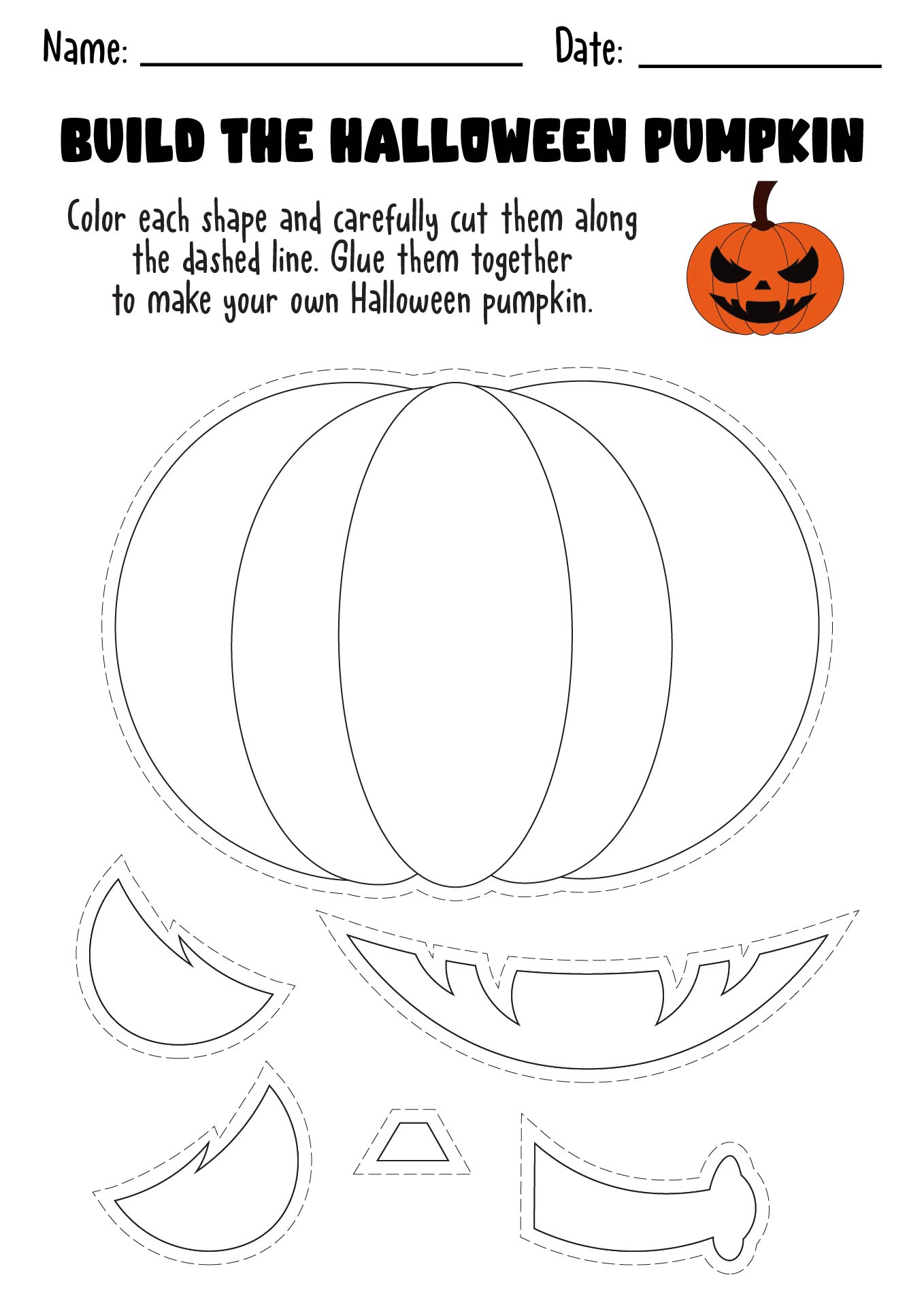 Preschool Halloween Cut and Paste Worksheets