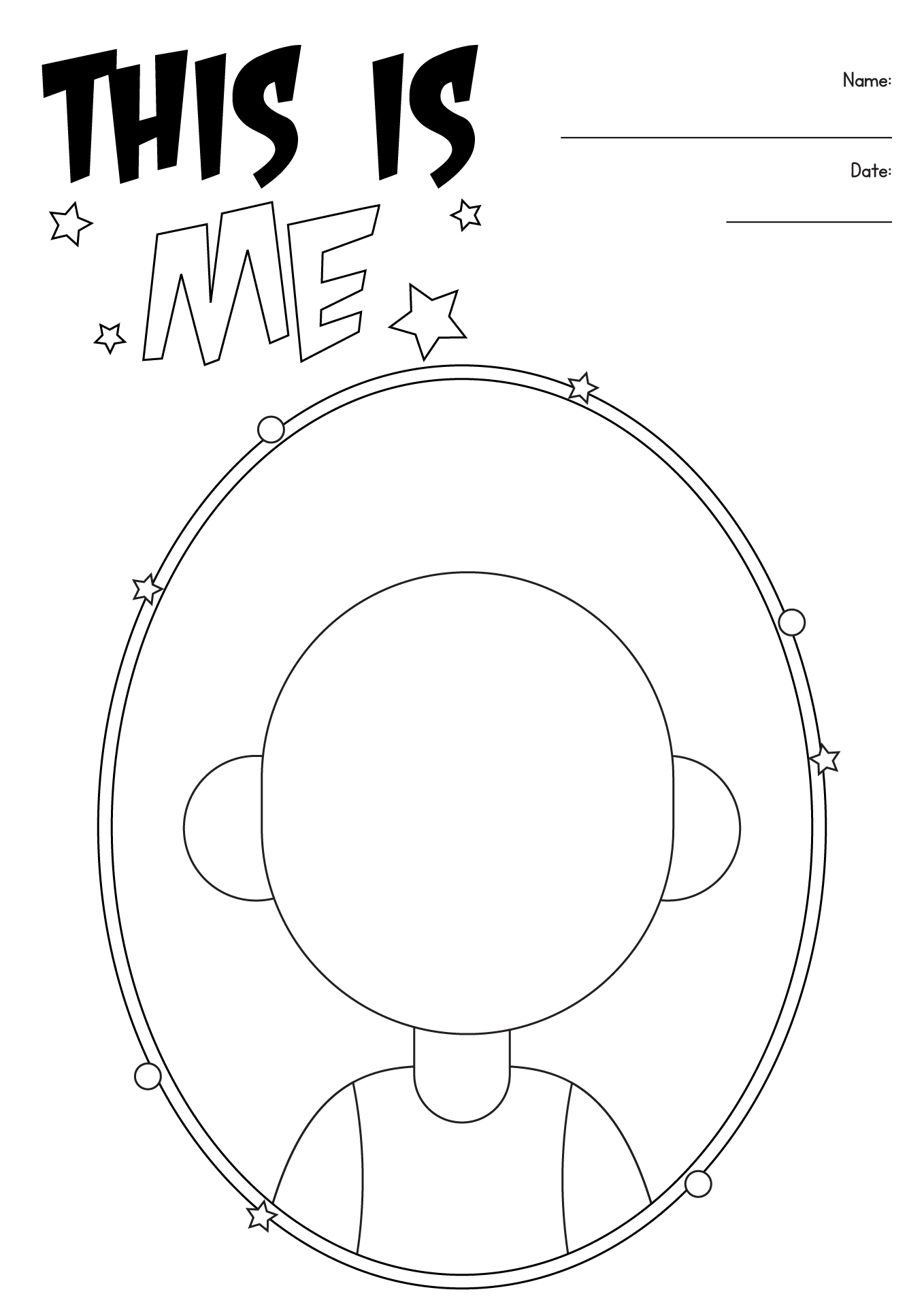 Preschool Self Portrait Art Worksheet