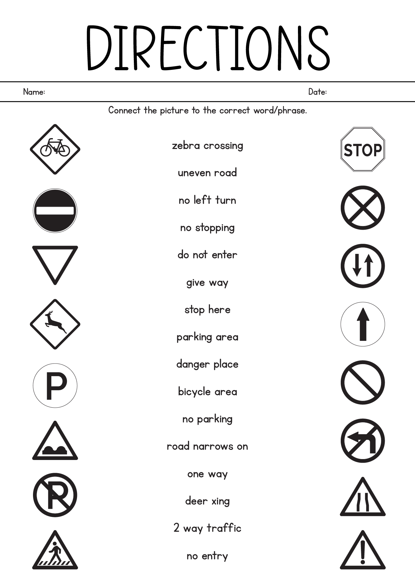 Primary Grade English Direction Exercises