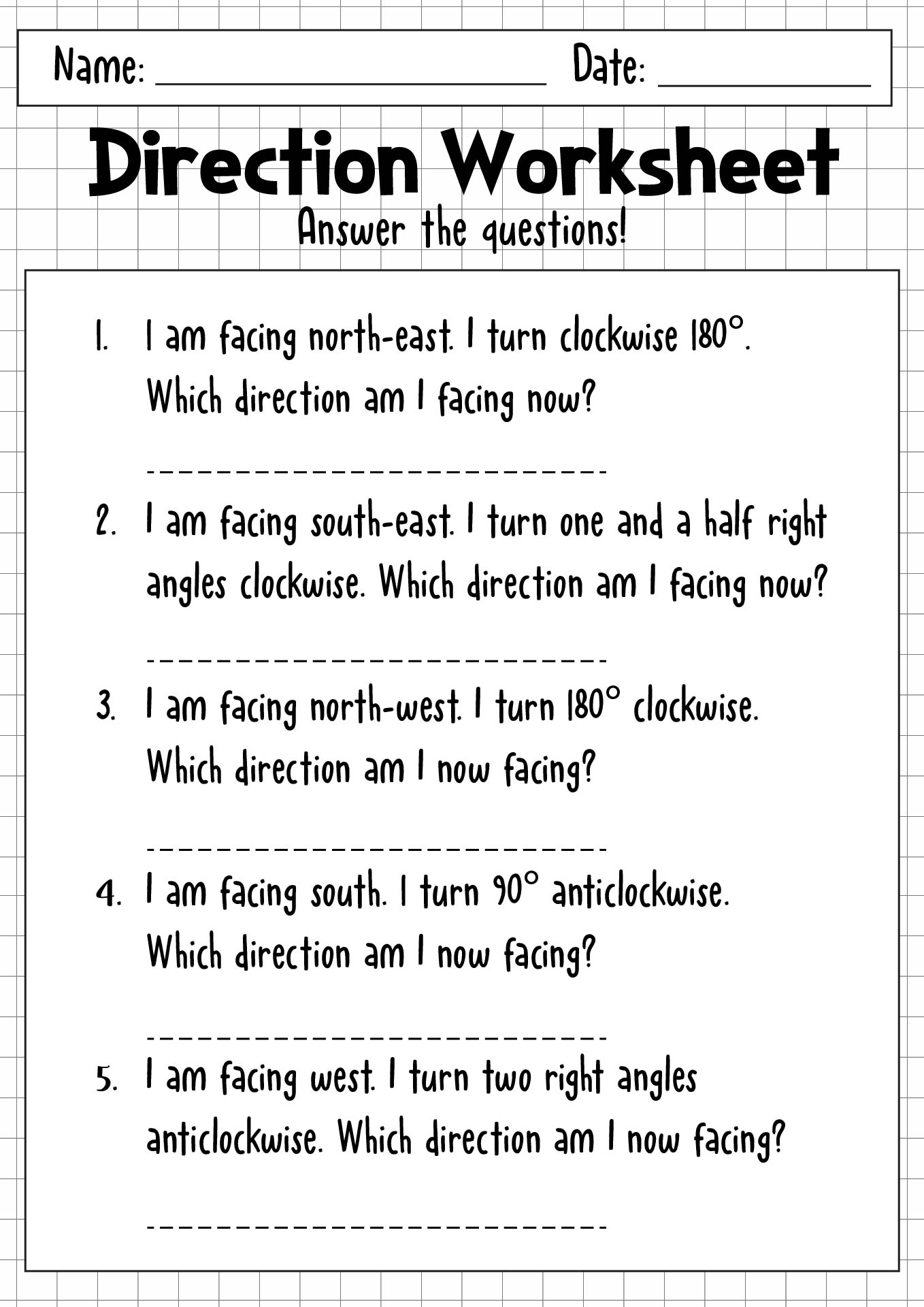 Primary School Worksheet On Understanding English Directions