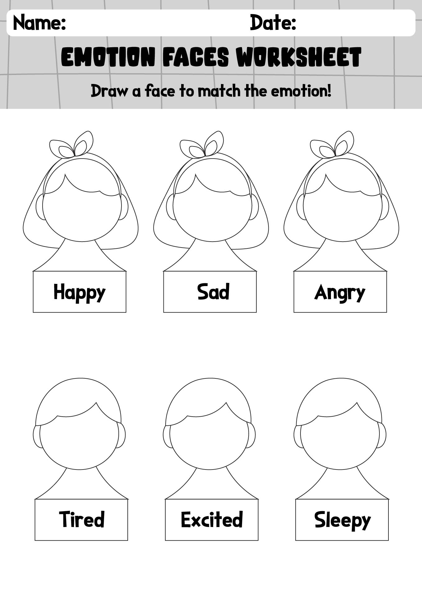 Printable Emotion Faces Worksheets