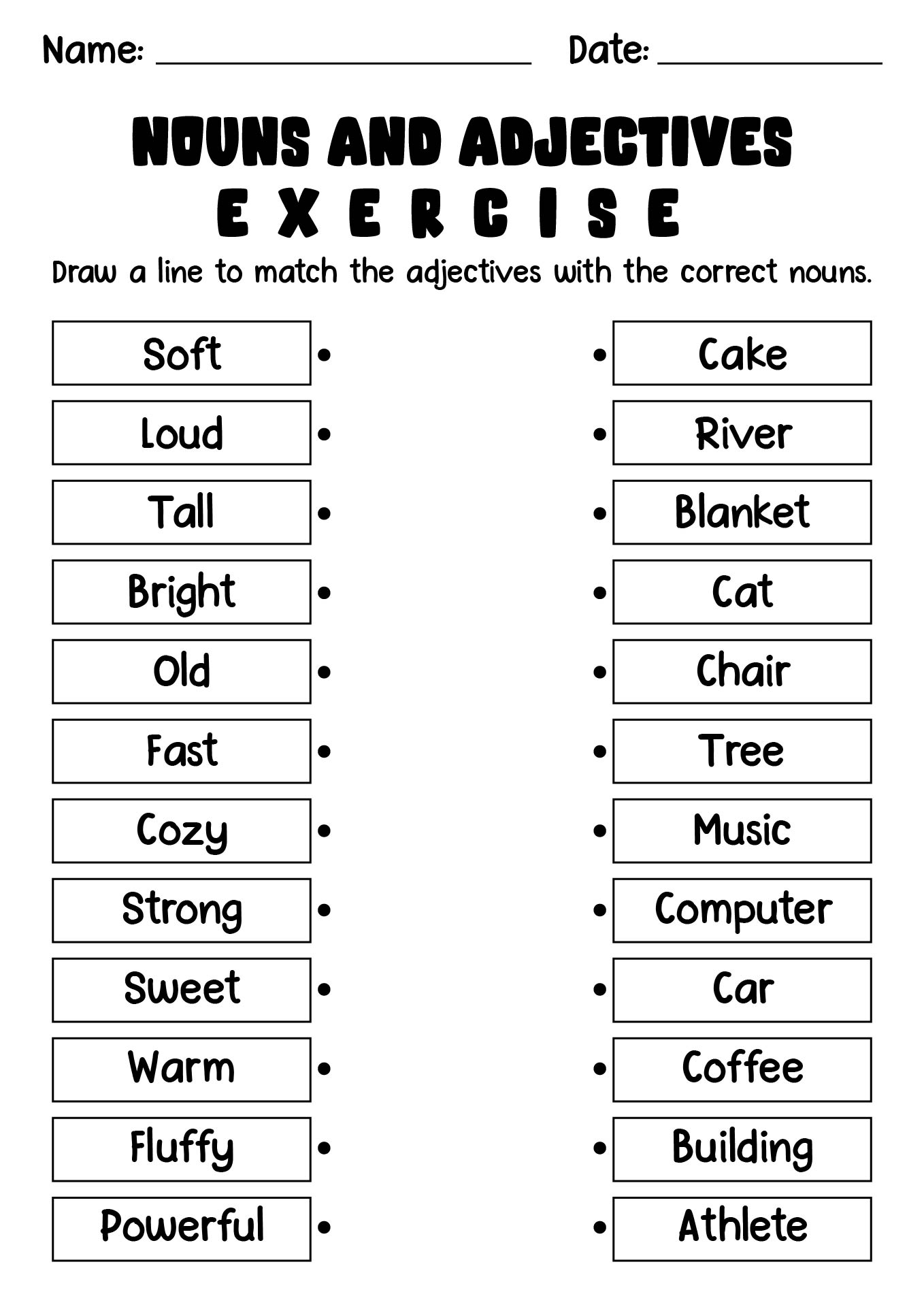 Printable ESL Nouns and Adjectives Exercises