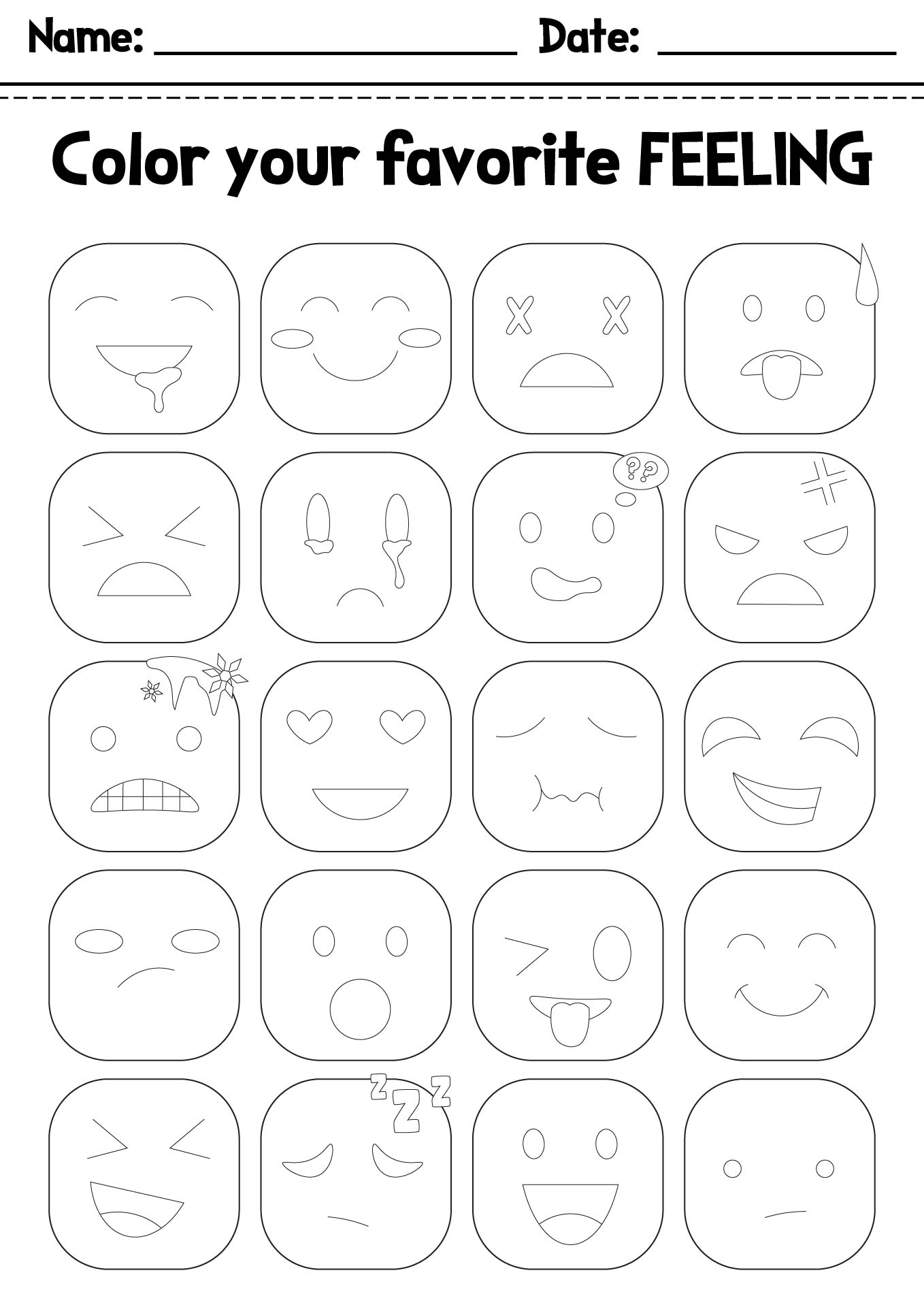 Printable Feelings and Emotions Charts for Kids