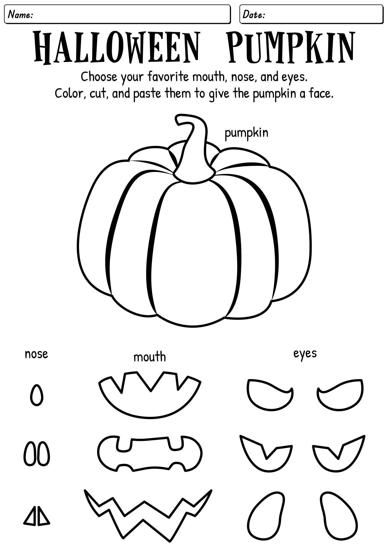 Pumpkin Carving Cut And Paste Printables