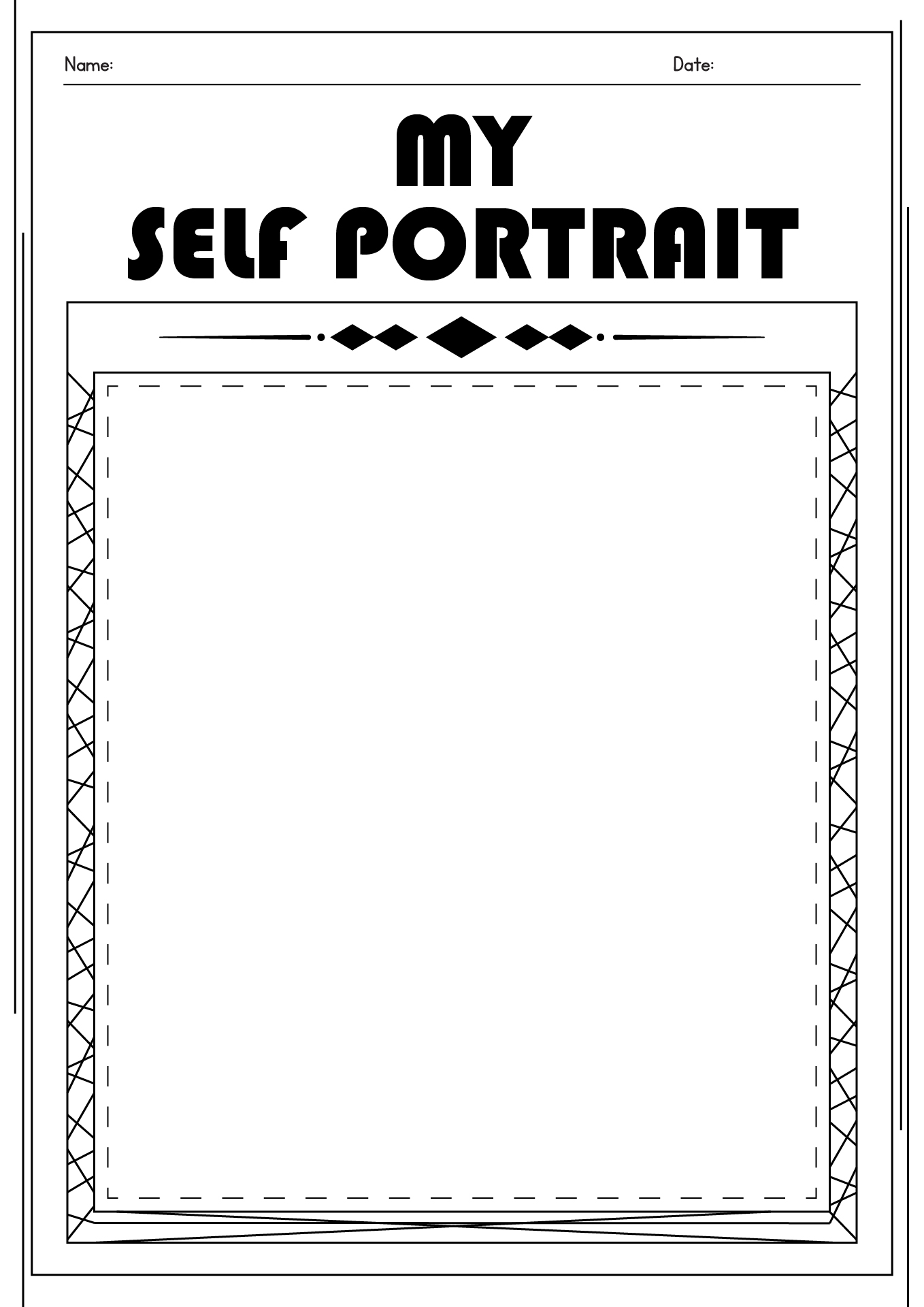 Self Portrait Frame Worksheets