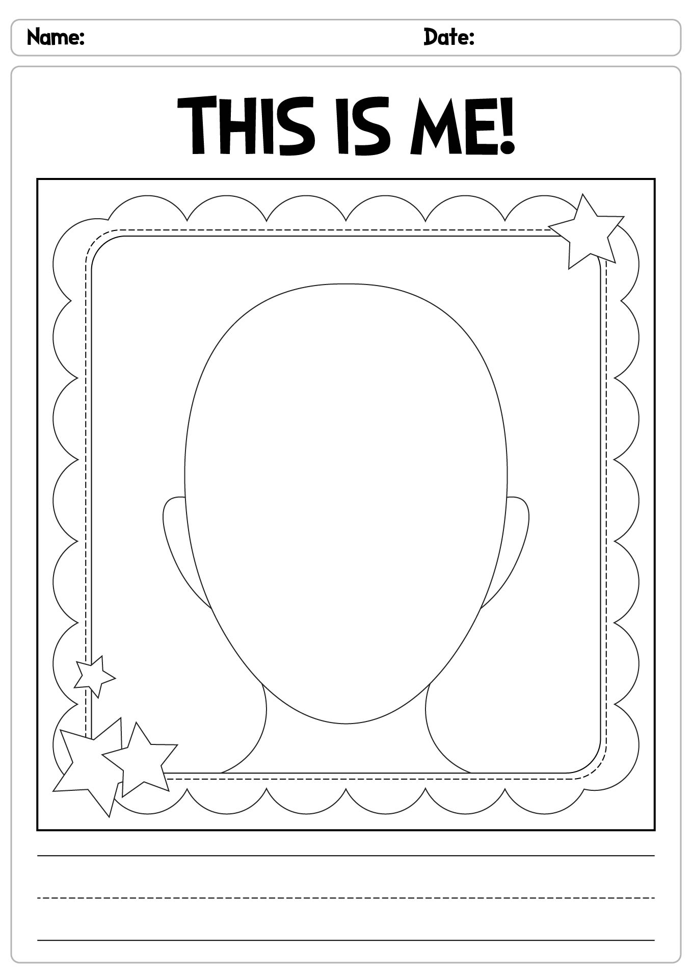 Self-Portrait Frames With Face Shape Worksheet