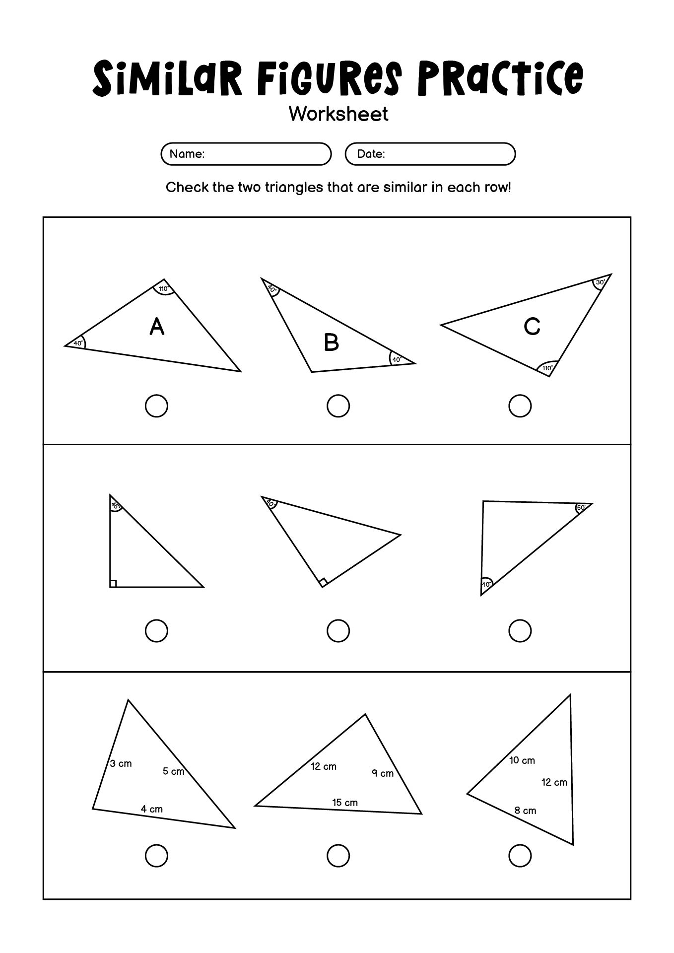 Similar Figures Practice Sheet