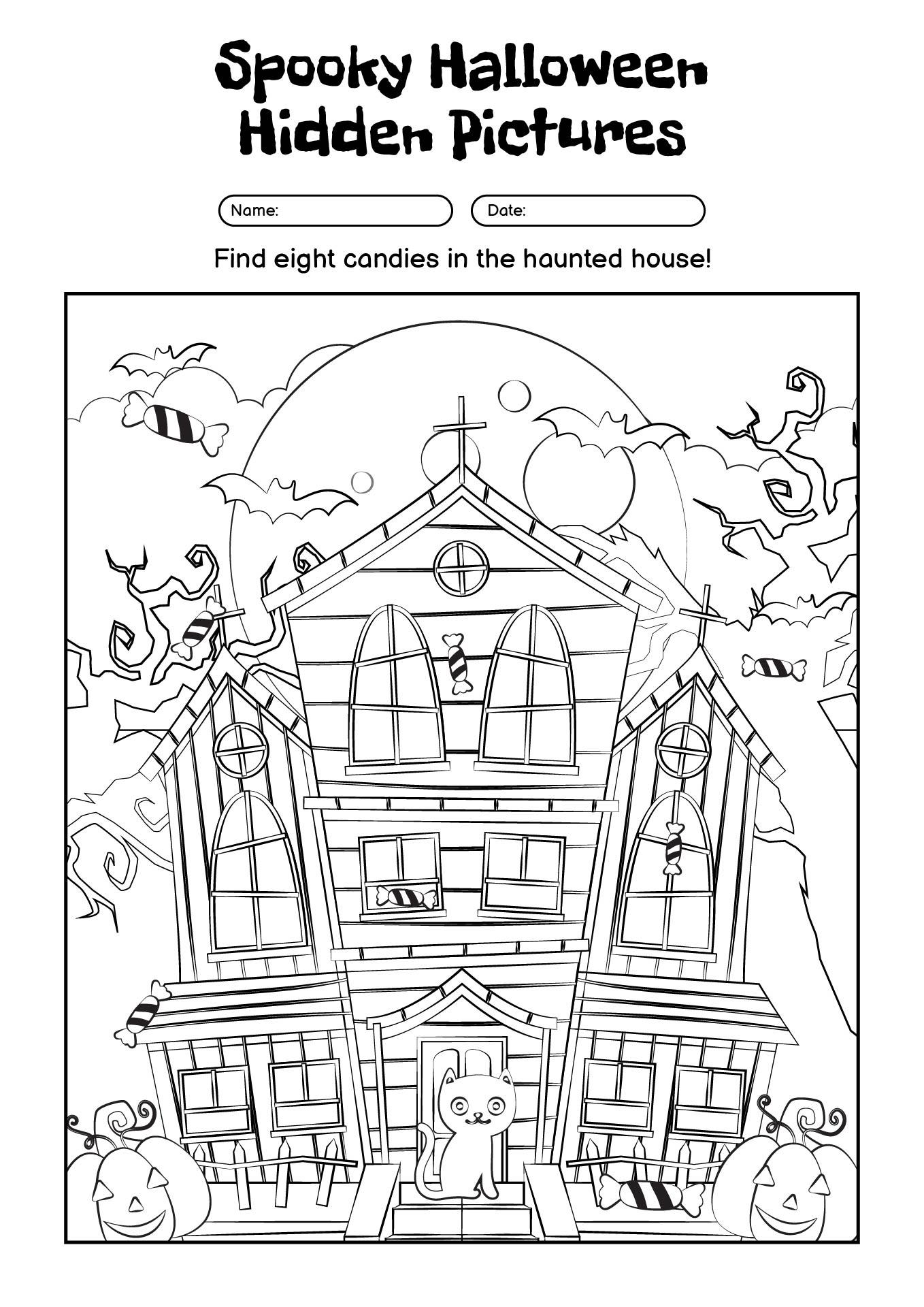 Spooky Halloween Hidden Pictures Game Sheets