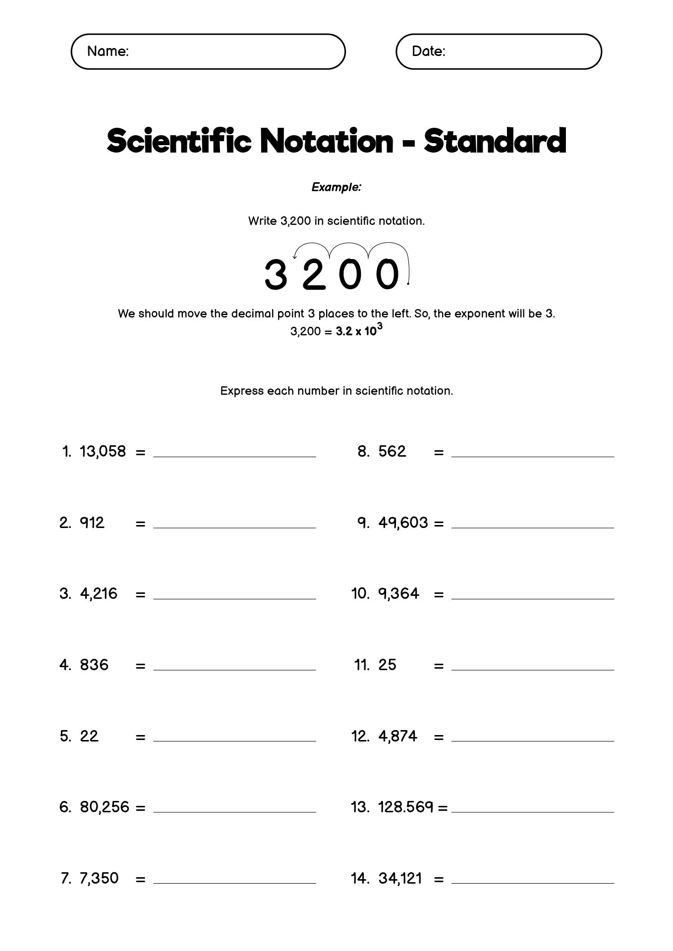 6th Grade Math Scientific Notation Worksheets