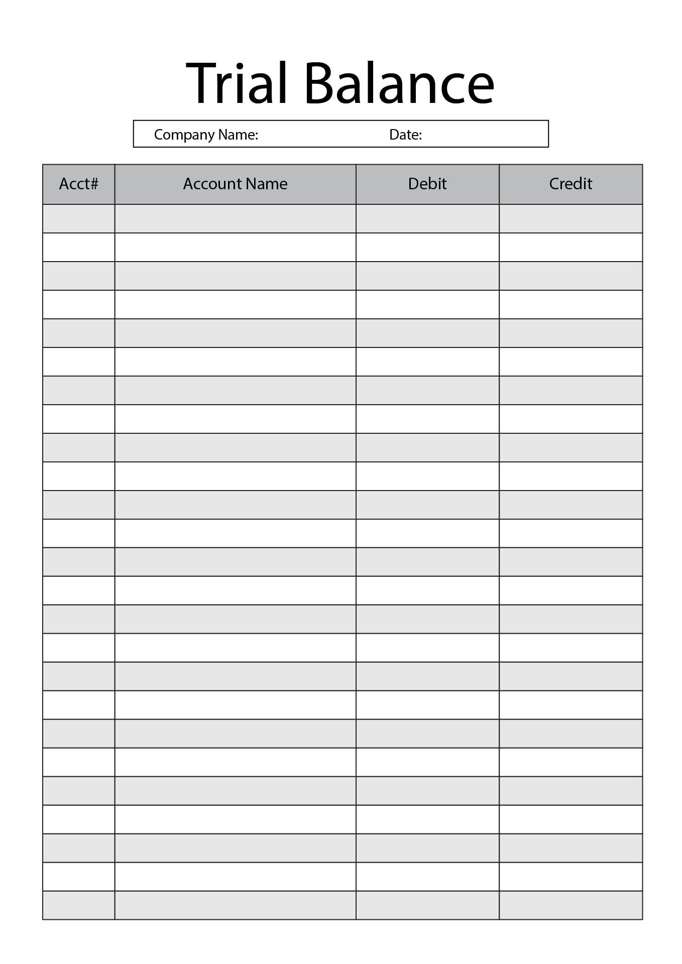 Accounting Trial Balance Spreadsheet