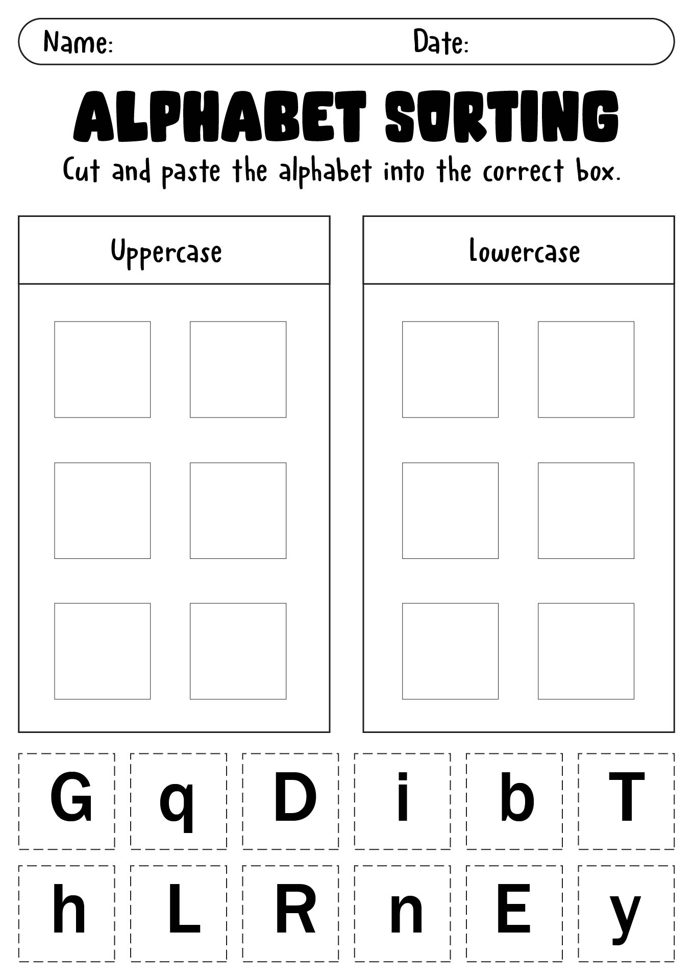 Alphabet Sorting Cut and Paste Sheets