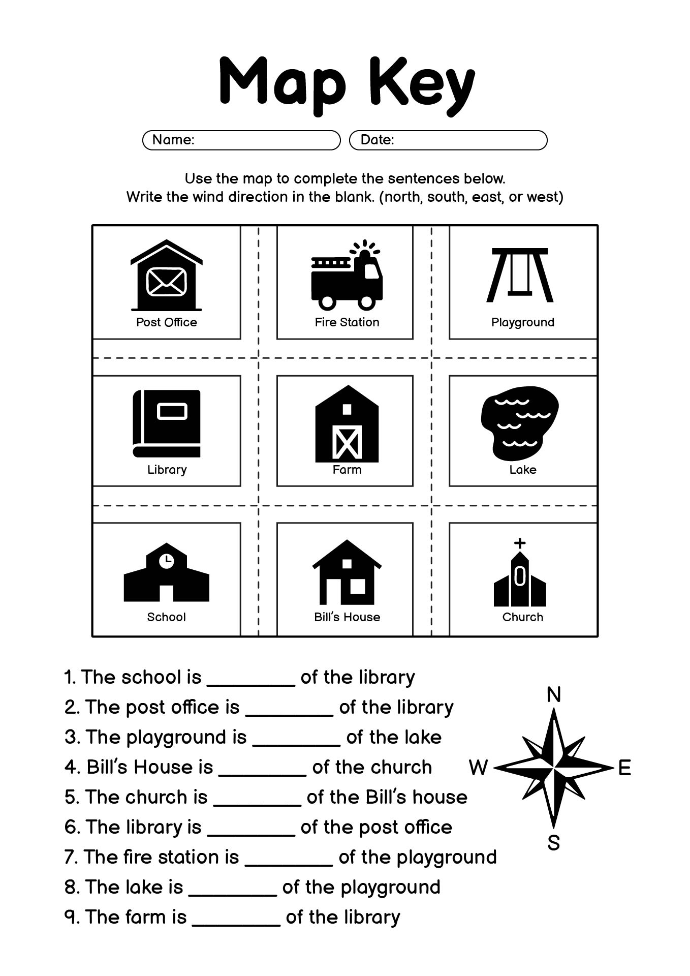 Basic Map Key Worksheets for Early Learners