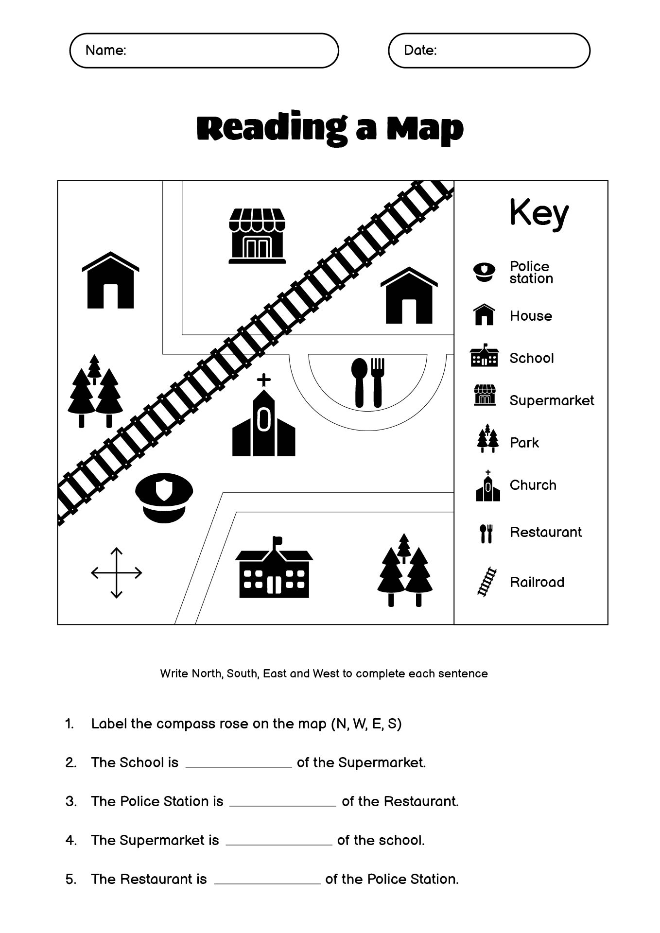 Beginner ESL Map Understanding Practice Worksheet