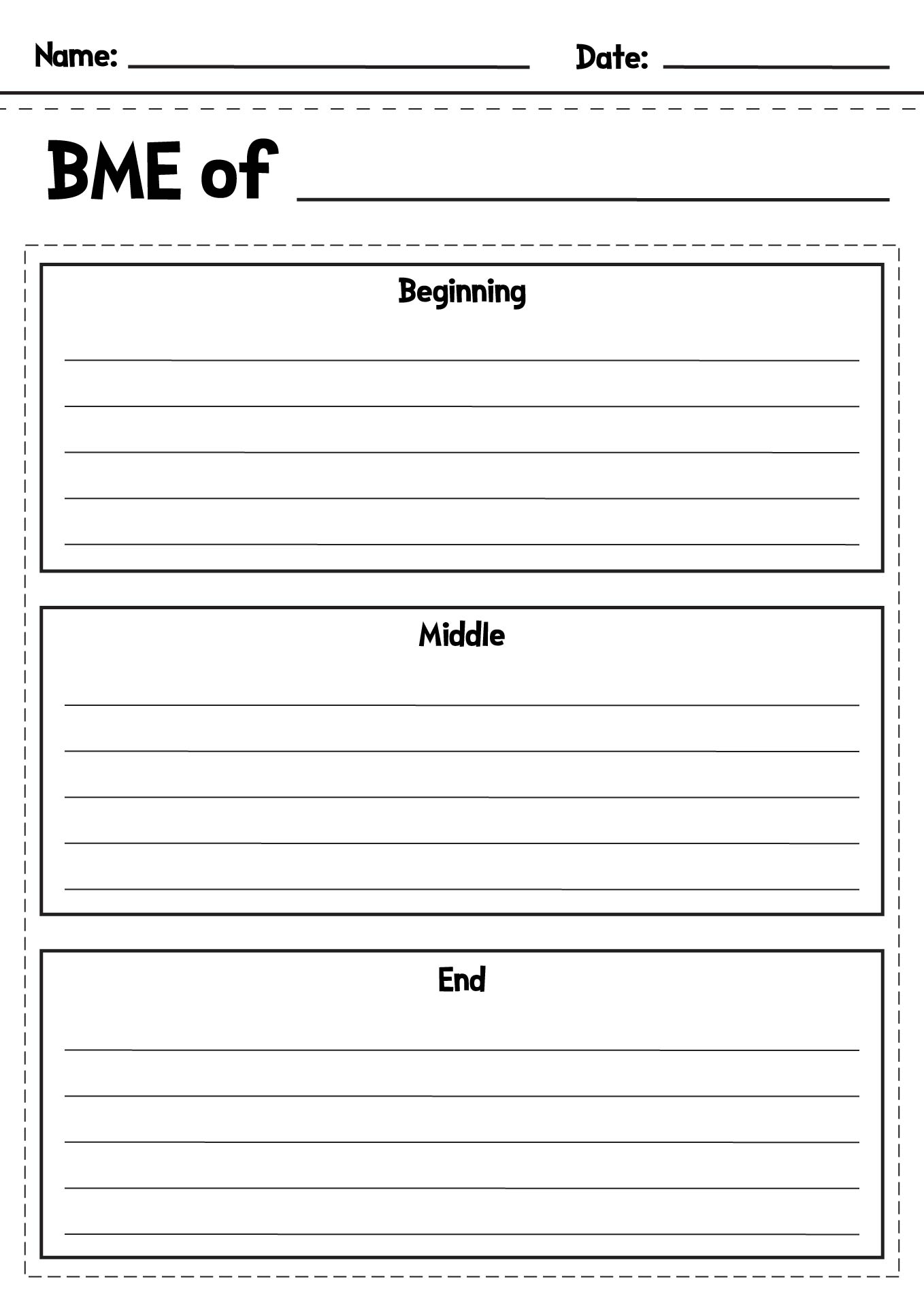 Creative Writing BME Framework Worksheet