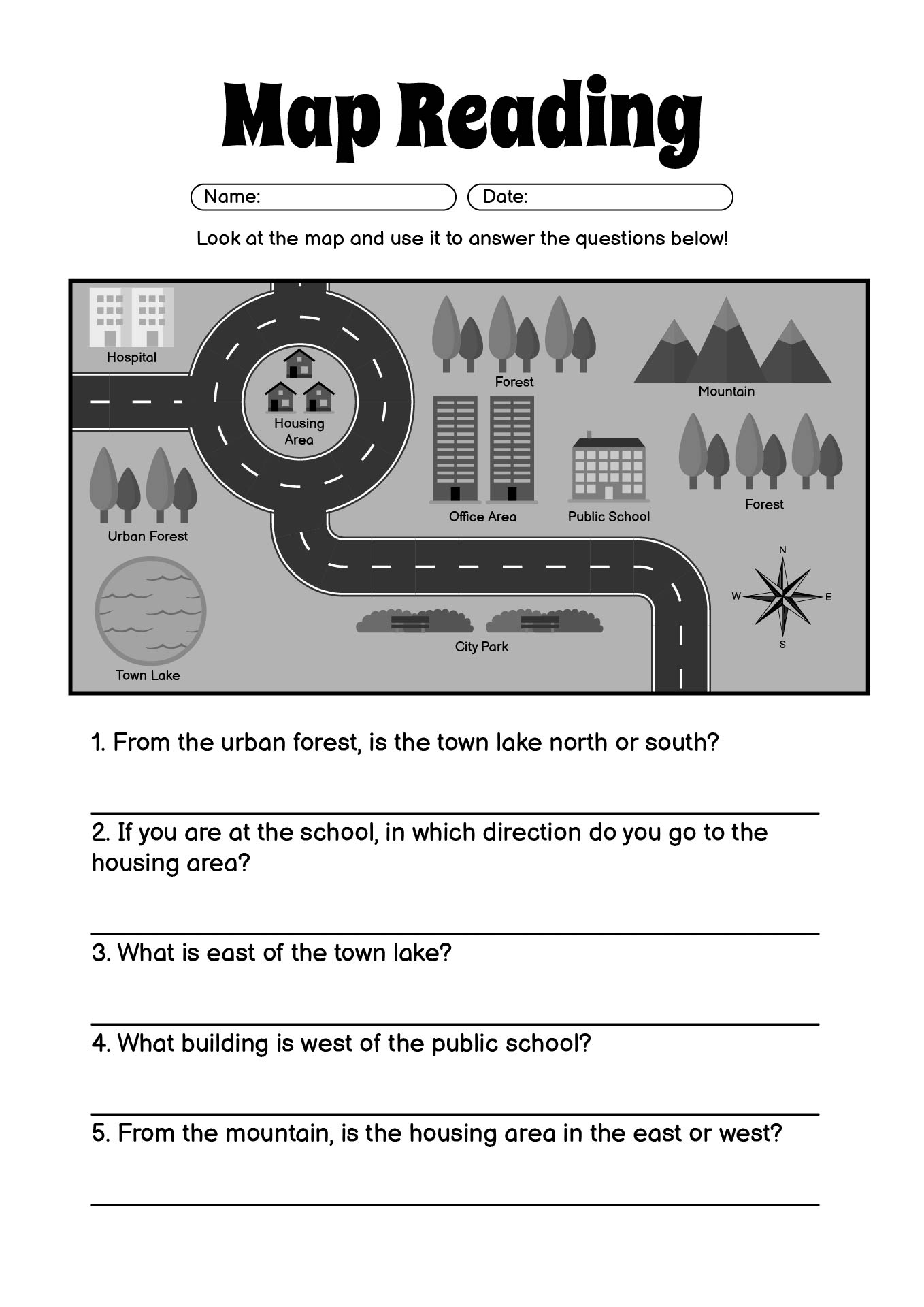 ESL Map Reading Skills Worksheet