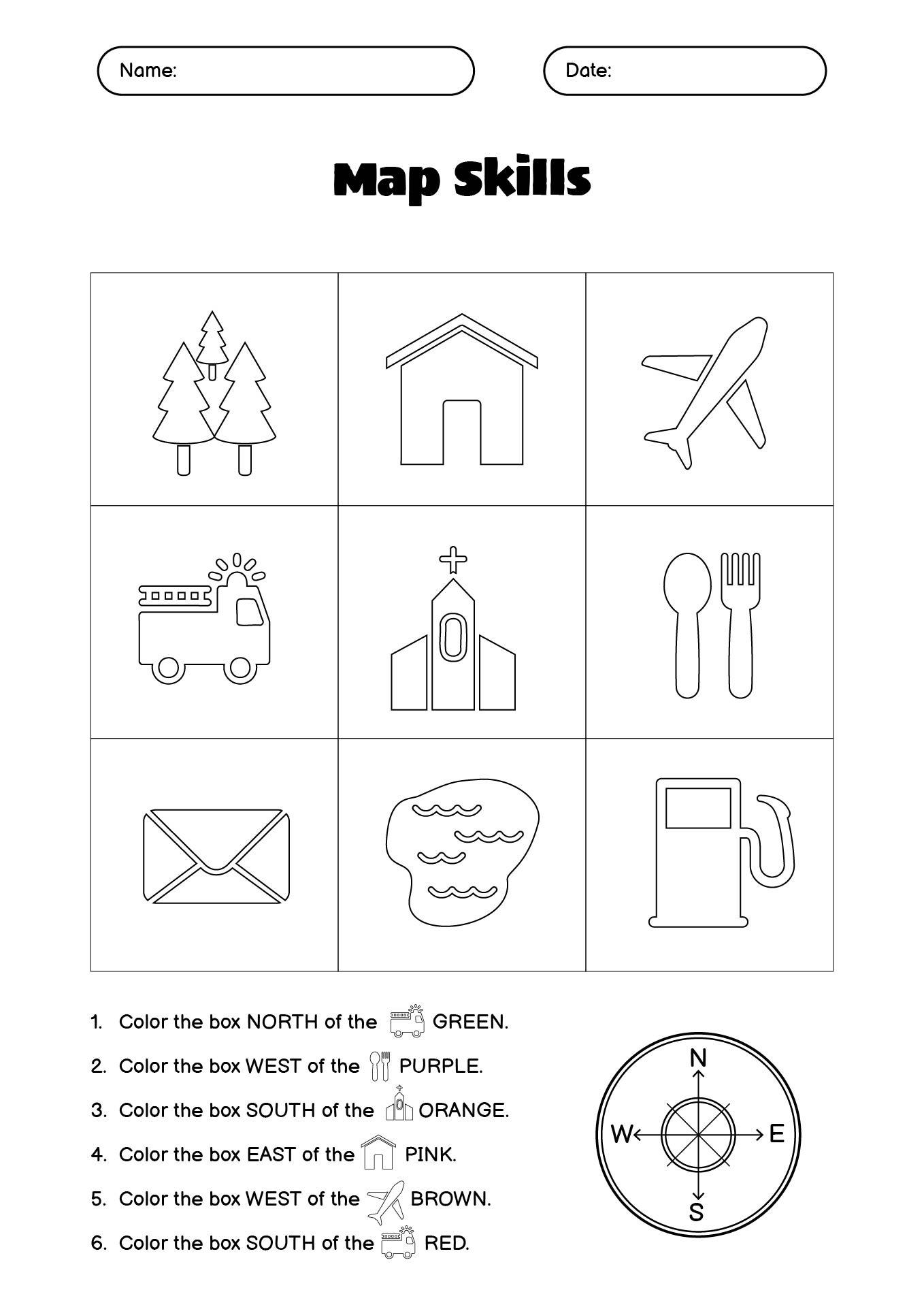 ESL Map Reading Skills Worksheet