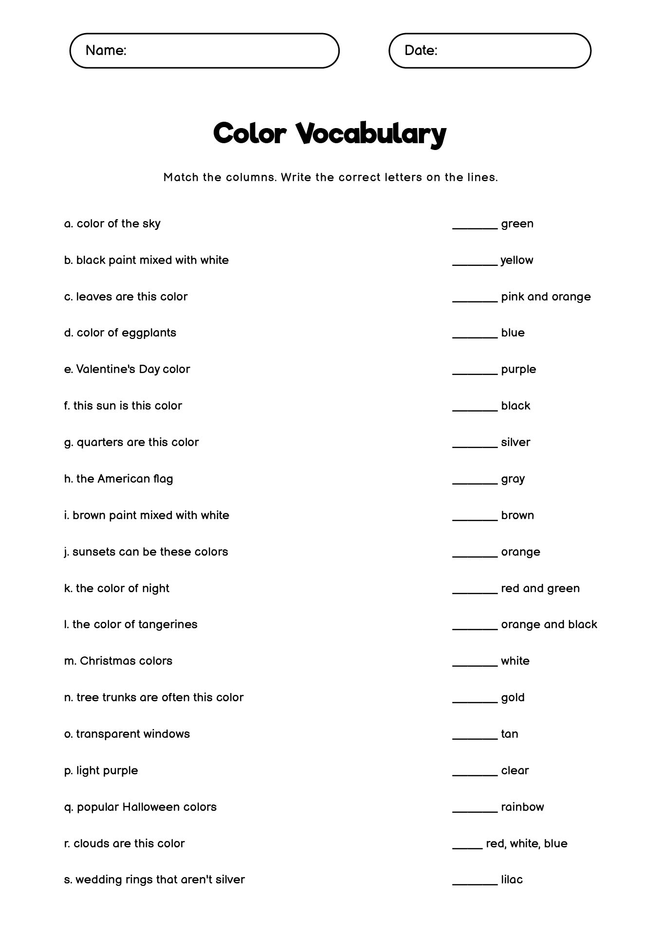 ESL Printable English Language Worksheets