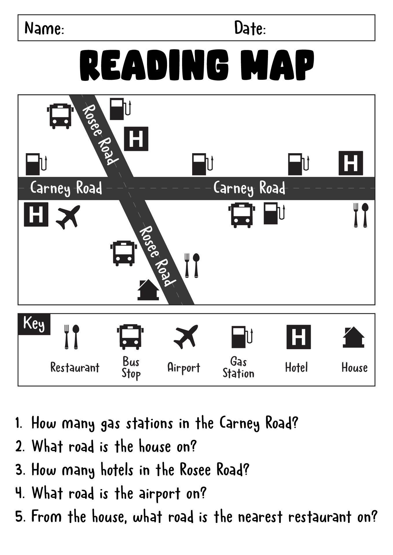 Geography Map Reading Legend Worksheets