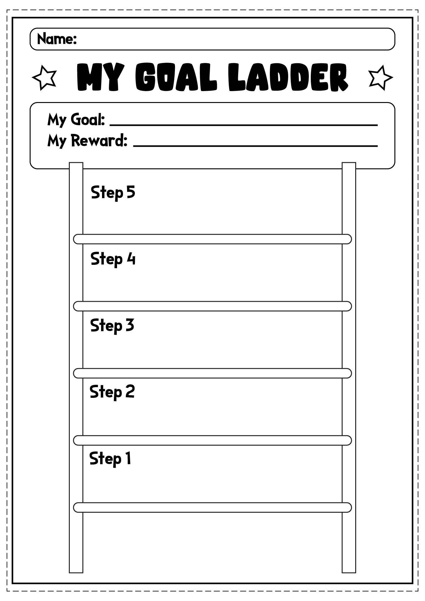 Goal Setting Ladder For Kids Worksheet