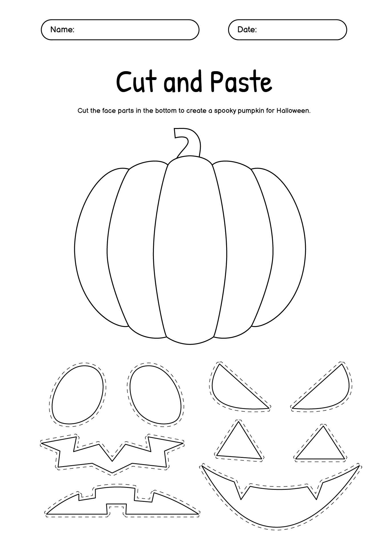 Halloween Pumpkin Cut and Arrange Worksheets