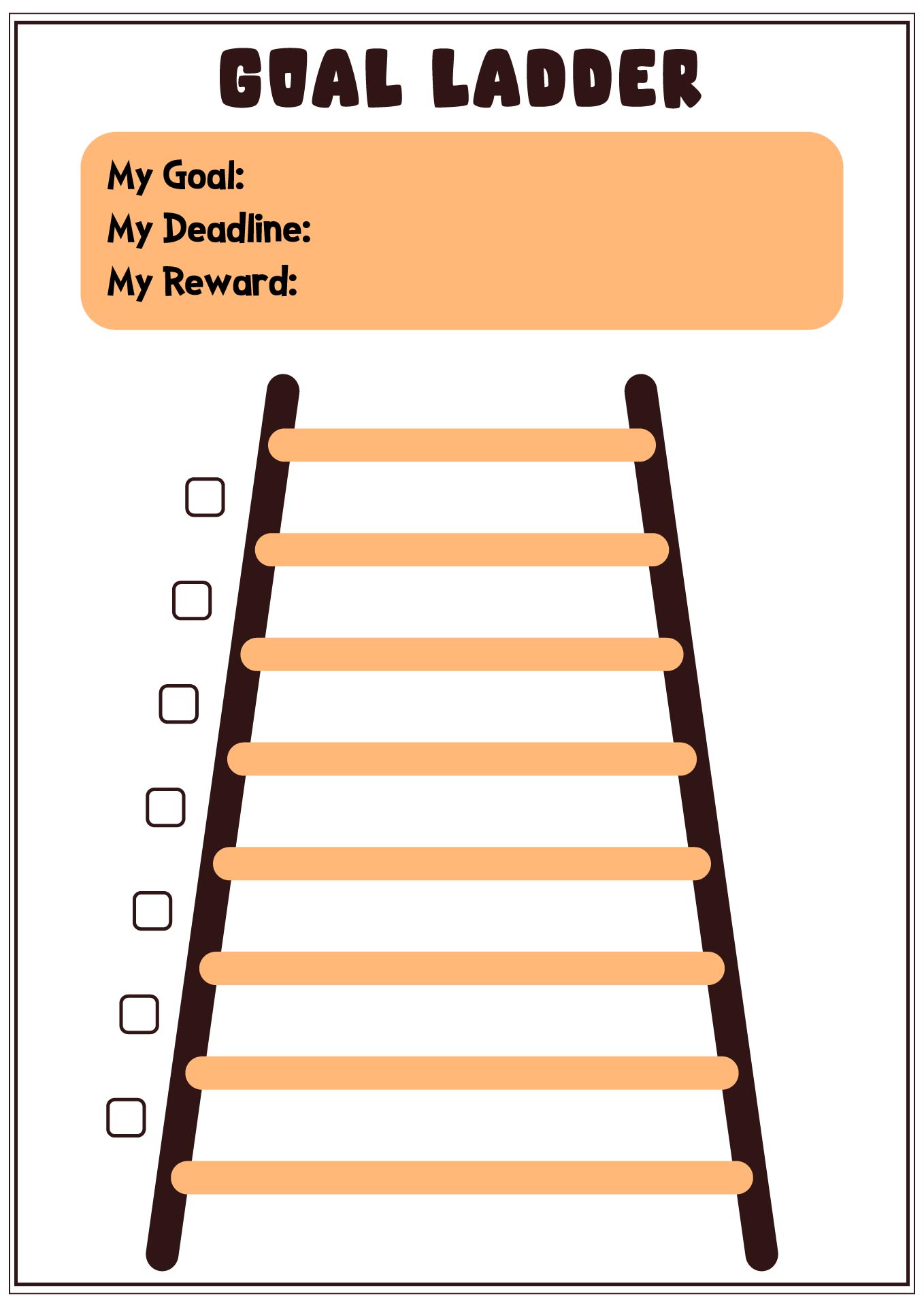 High School Student Goal Ladder Worksheet