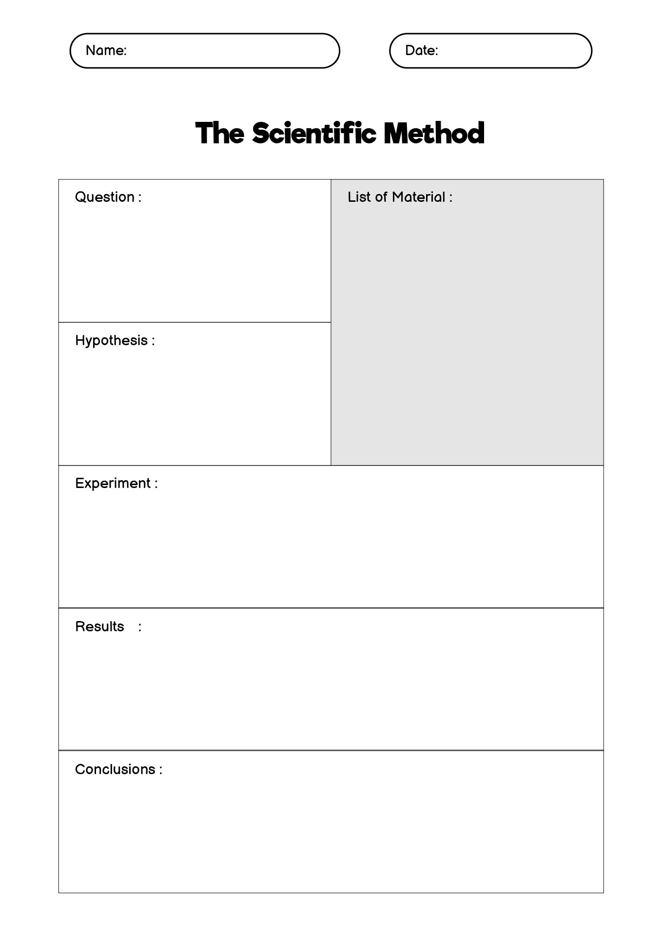 Individual Work Scientific Method Worksheet 5th Grade