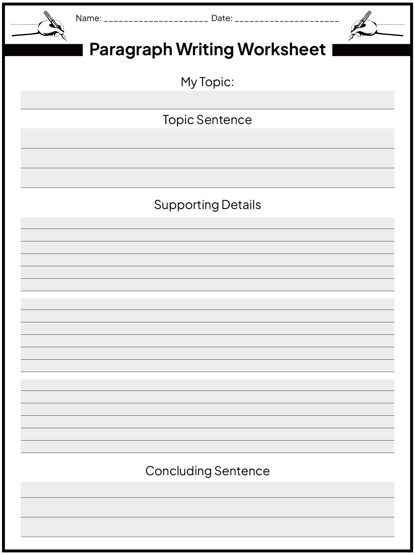 Introduction Paragraph Writing Worksheet