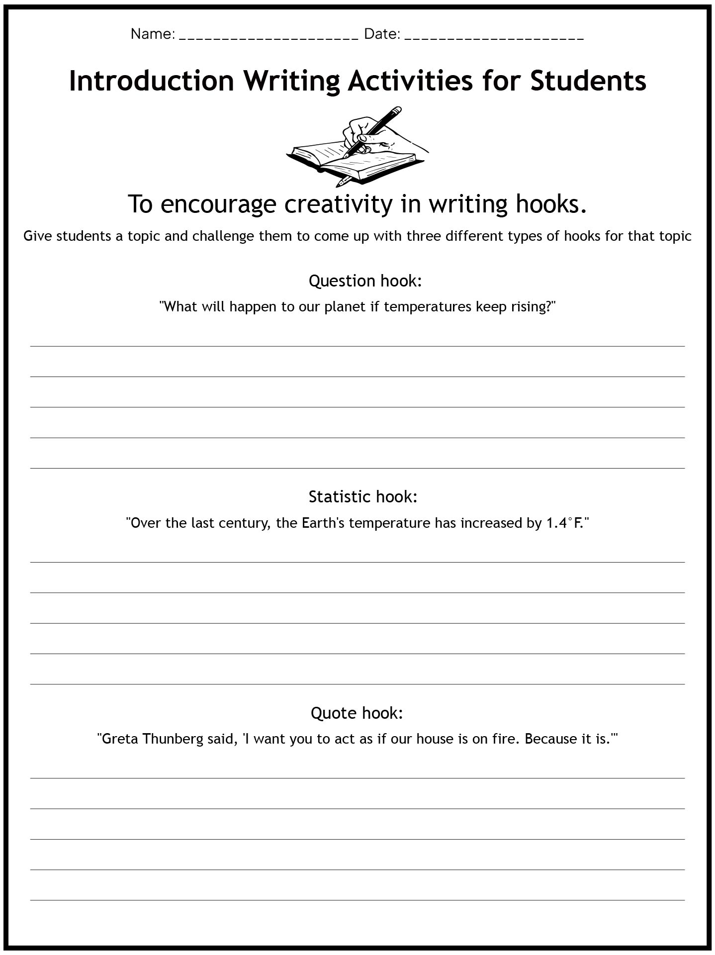 Introduction Writing Activities for Students