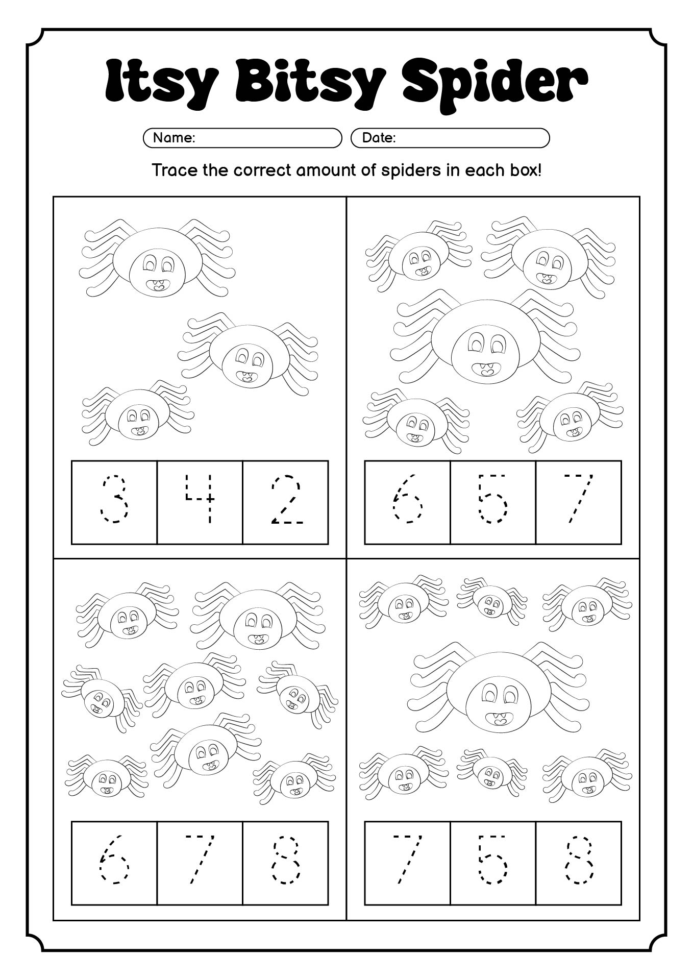 Itsy Bitsy Spider Activity Sheet for Kids