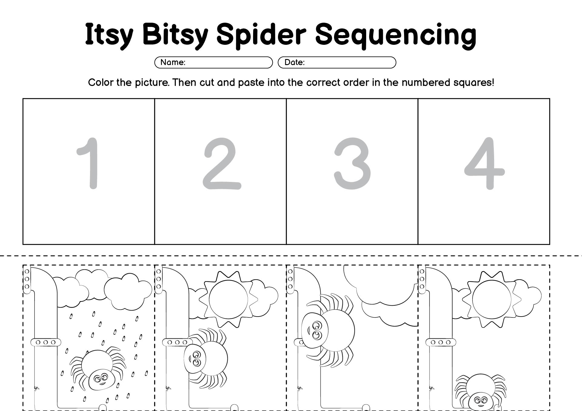 Itsy Bitsy Spider Sequencing Worksheet