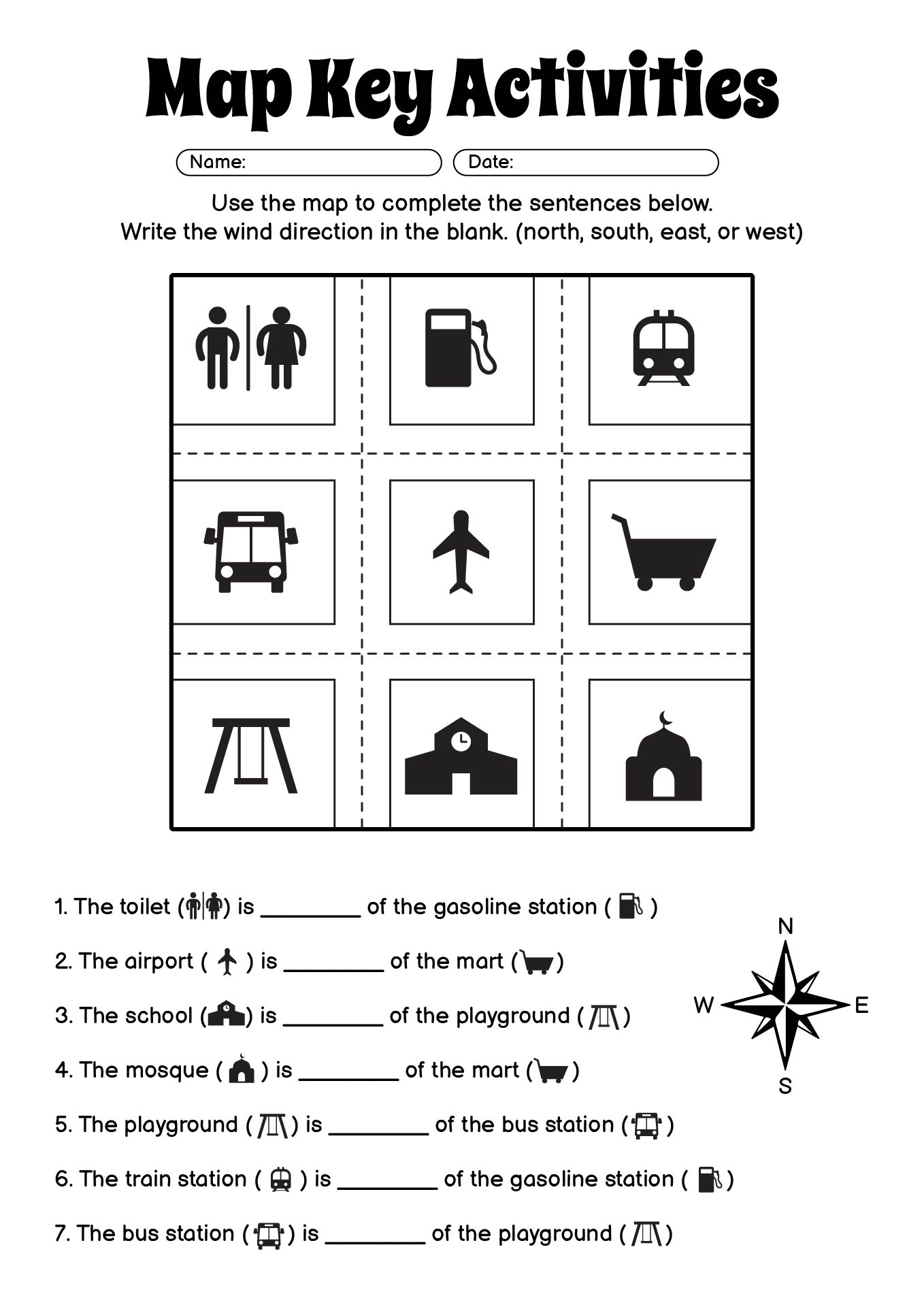 Kindergarten Map Key Activities Worksheet