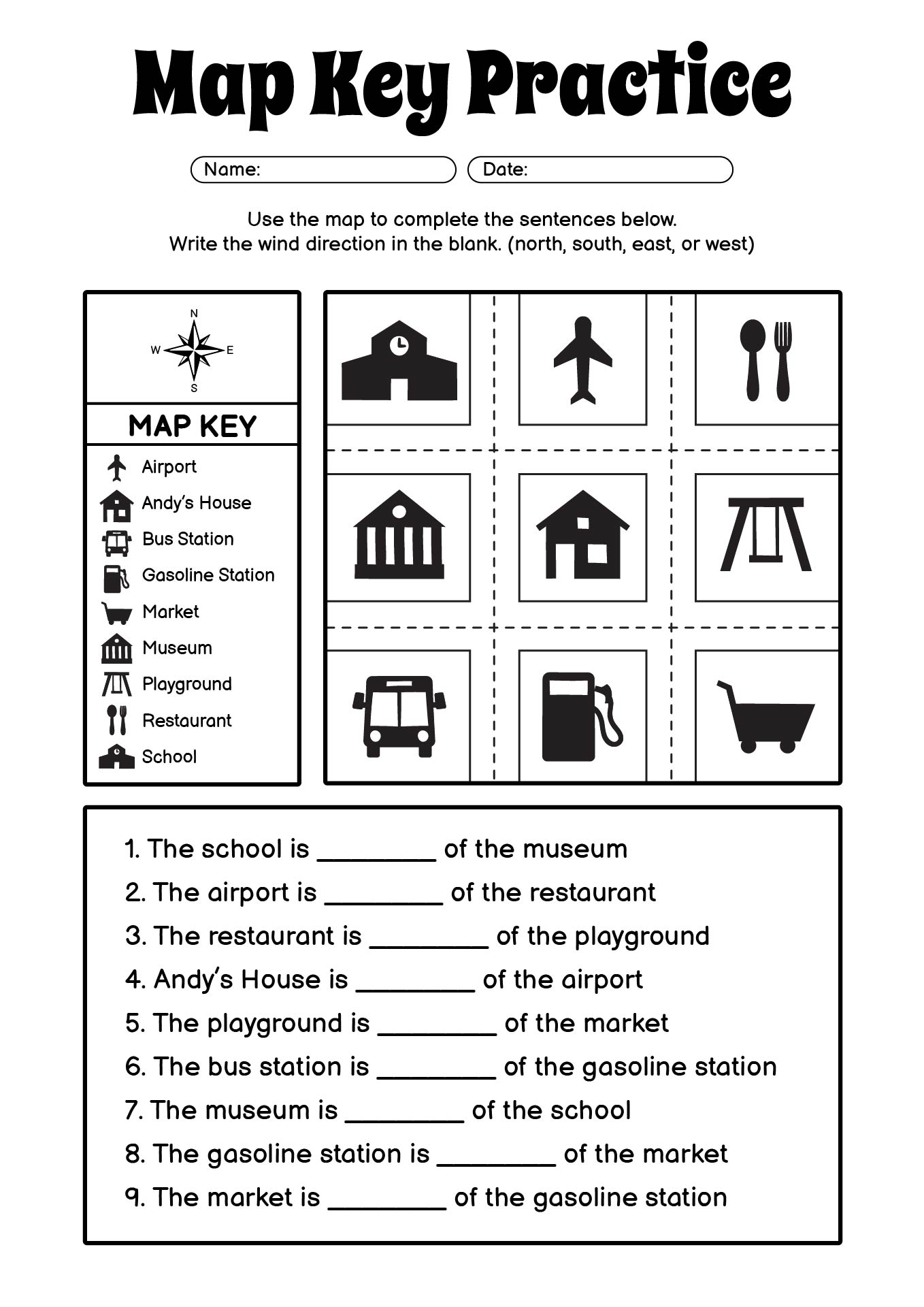 Kindergarten Map Key Learning Sheets