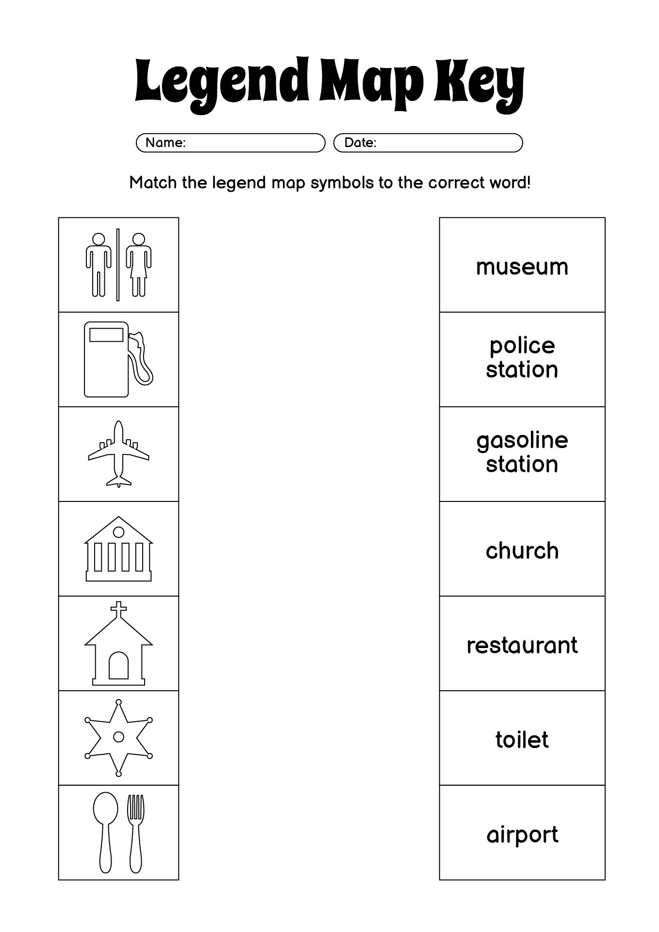 Legend Map Key Activity Sheet