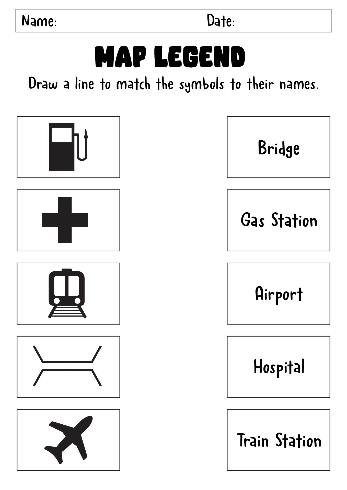 Map Key Identification Worksheets