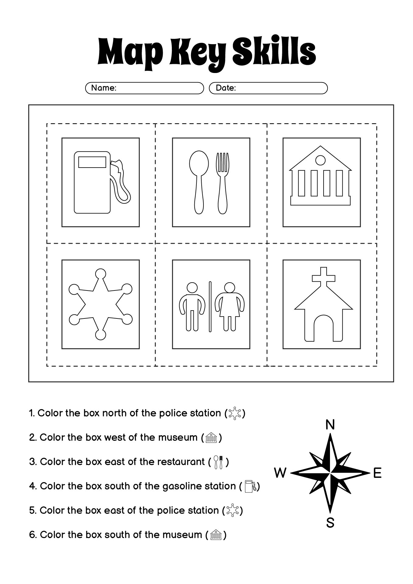 Map Key Skills Worksheet for Kindergarten