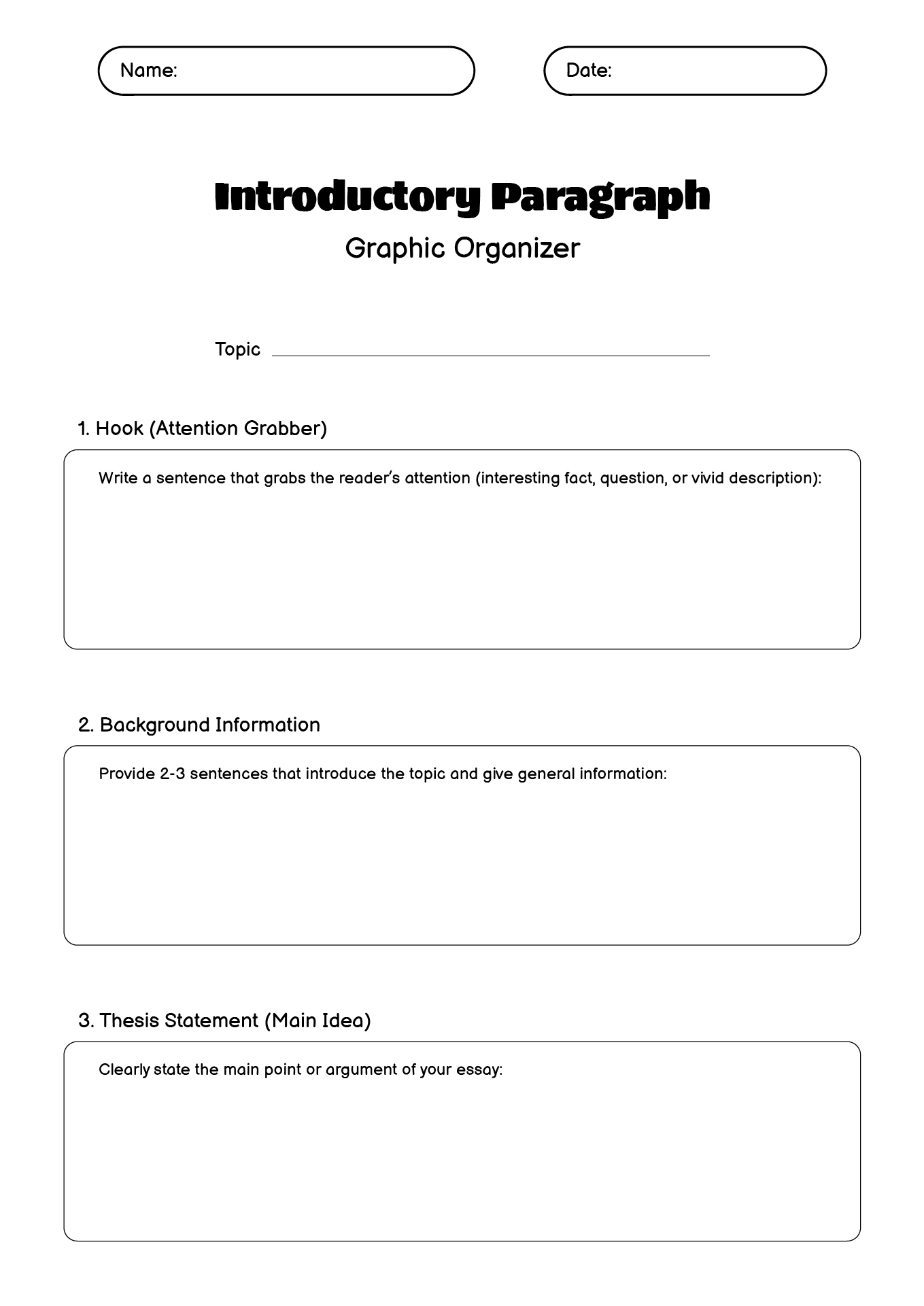 Middle School Introduction Paragraph Practice