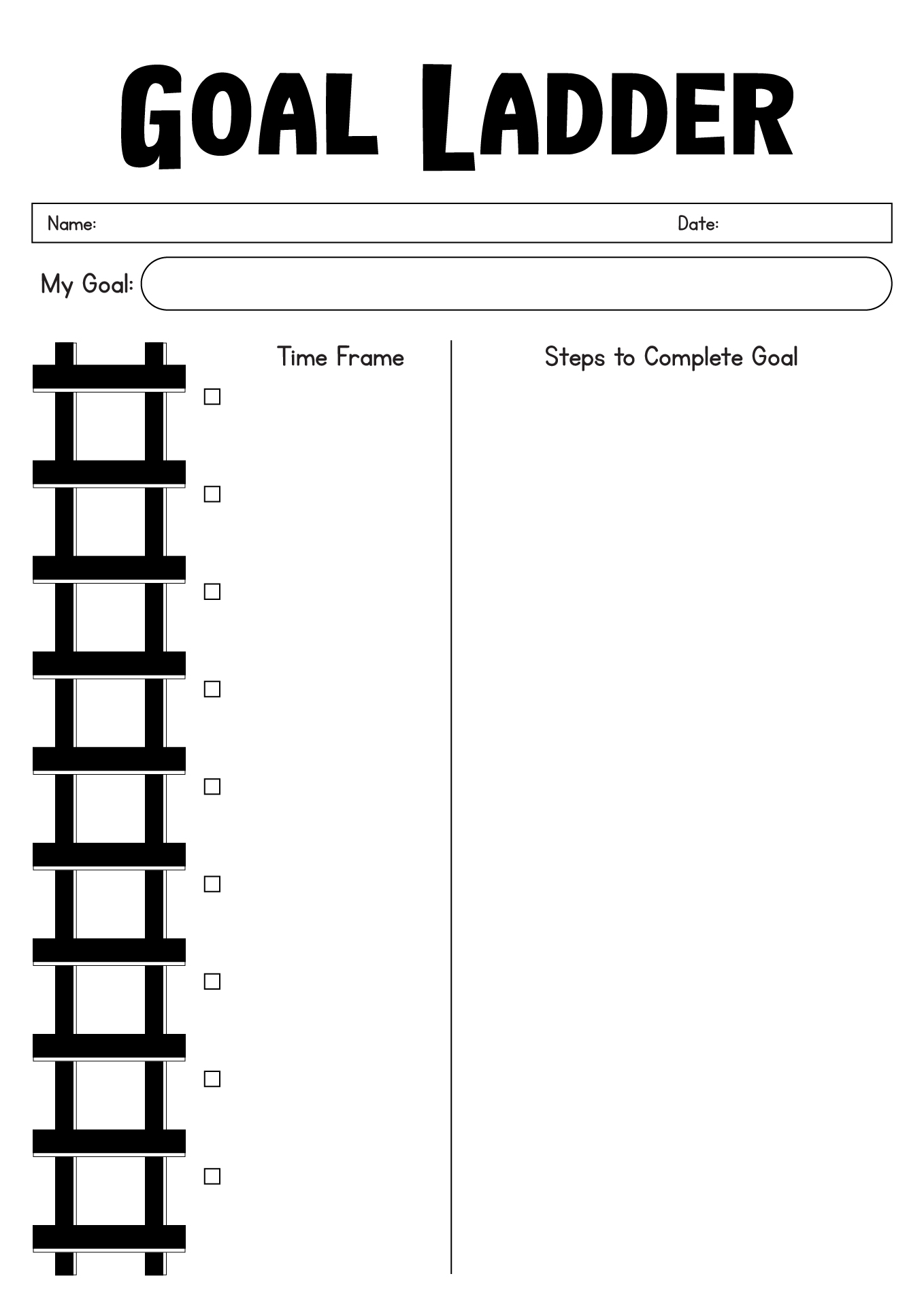 My Goal Ladder Printable Checklist