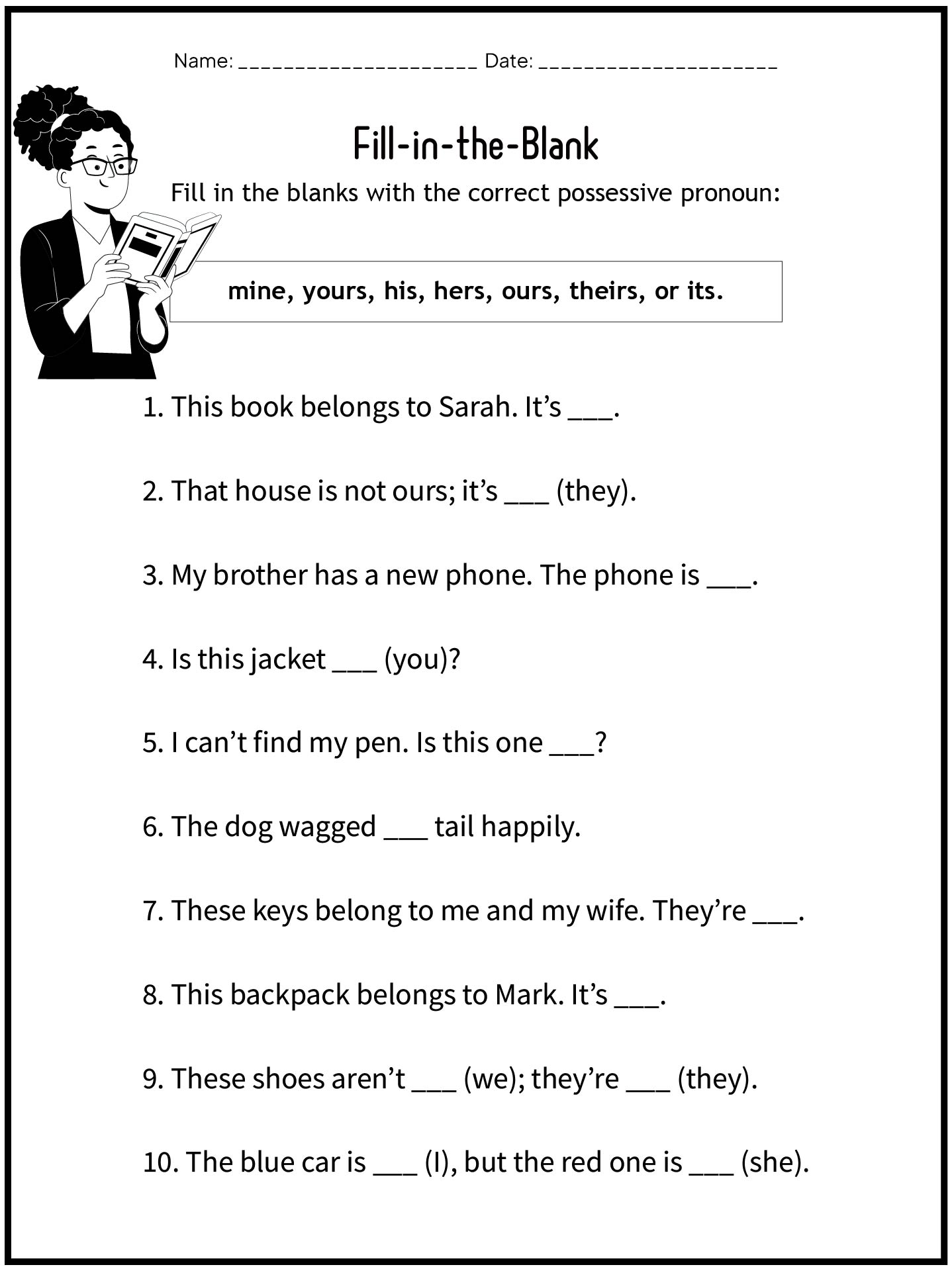 Possessive Pronouns Exercises for English Language Learners