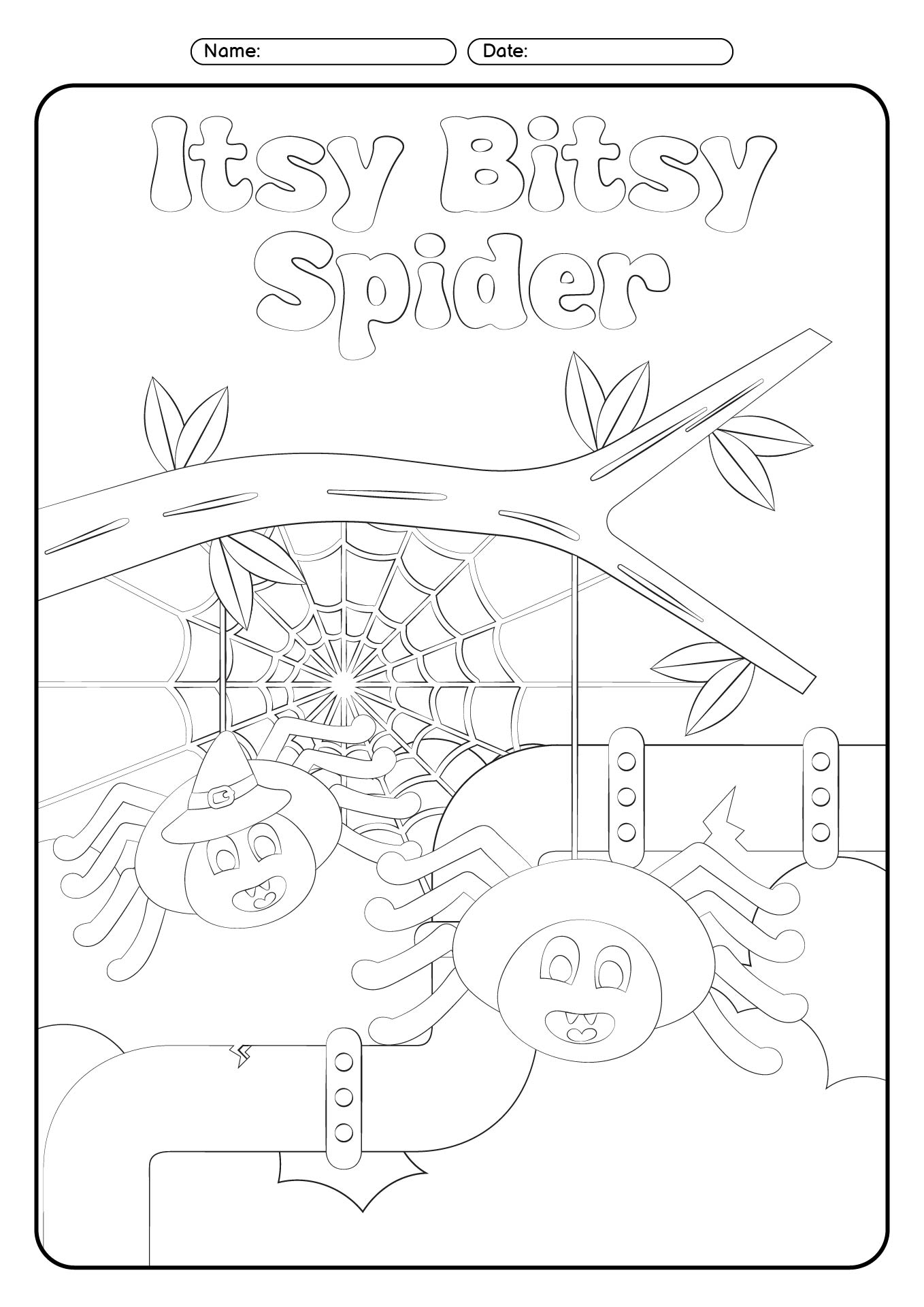 Preschool Itsy Bitsy Spider Coloring Pages