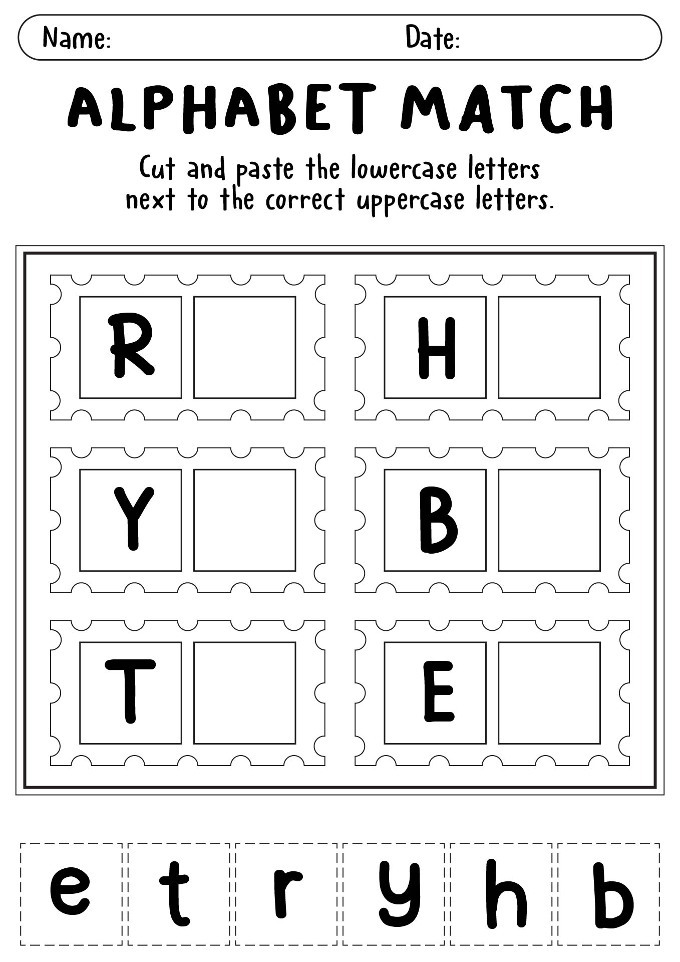 Preschool Letter Cut and Paste Worksheets