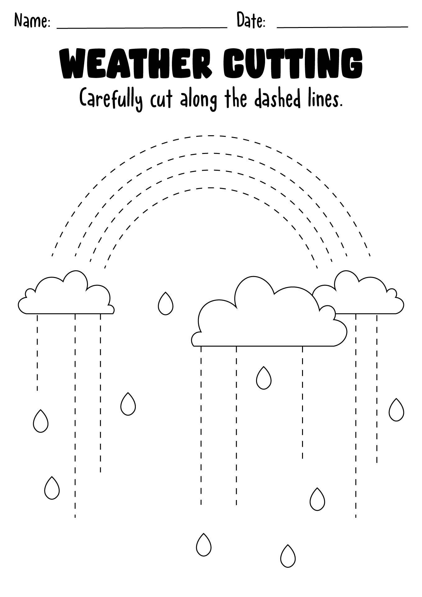 Preschool Weather Theme Cut-Out Worksheets