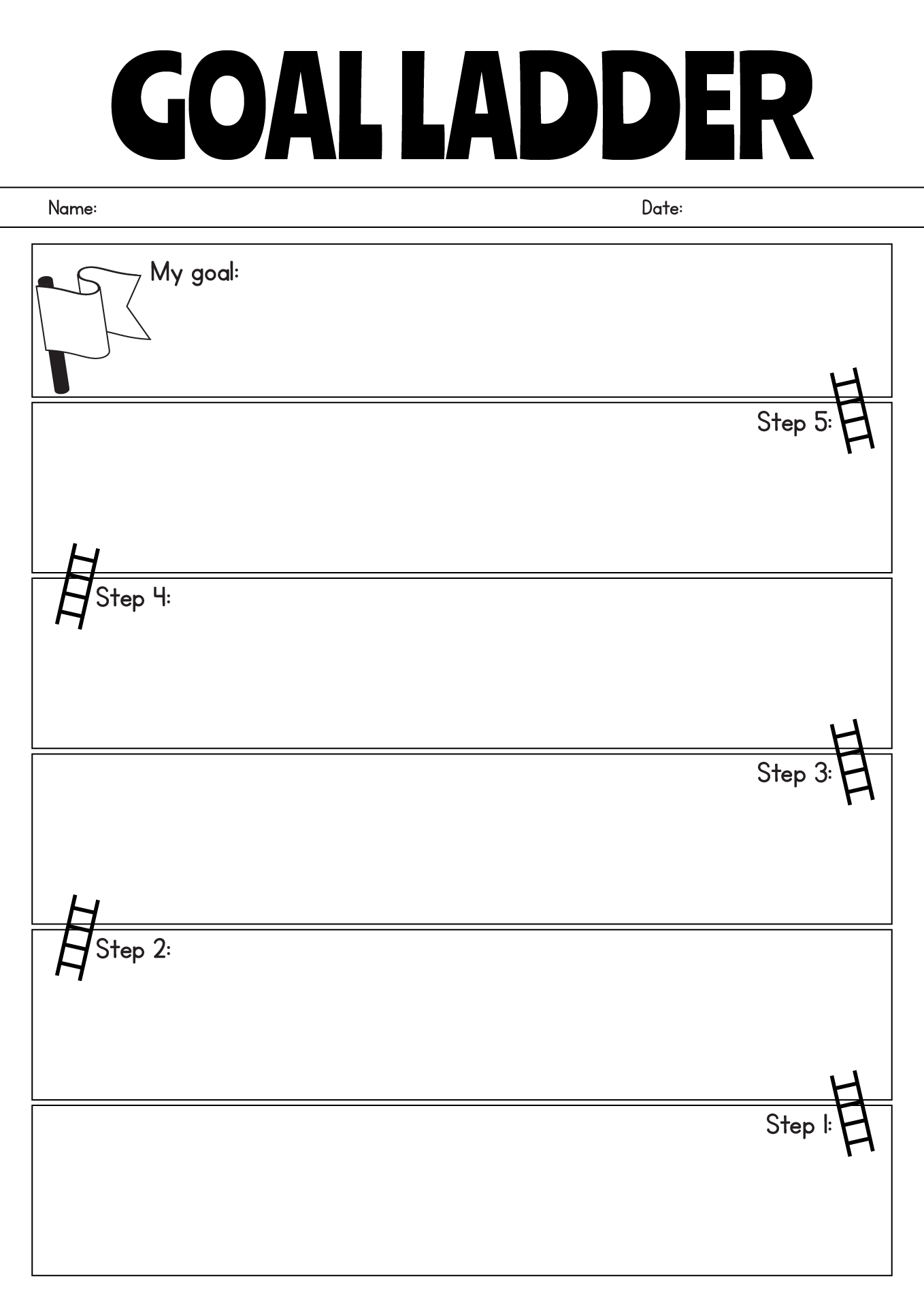 Printable Goal-Setting Ladder Worksheets