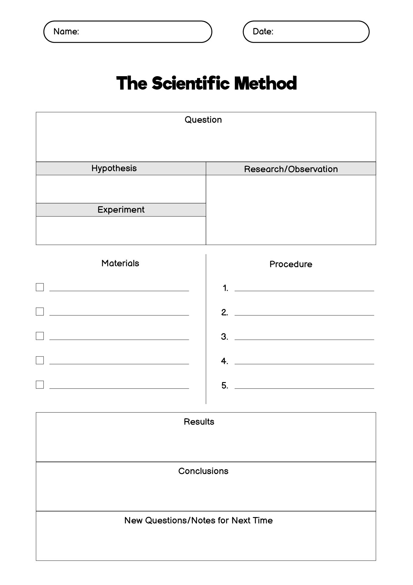 Printable Scientific Method Steps Worksheet 5th Grade